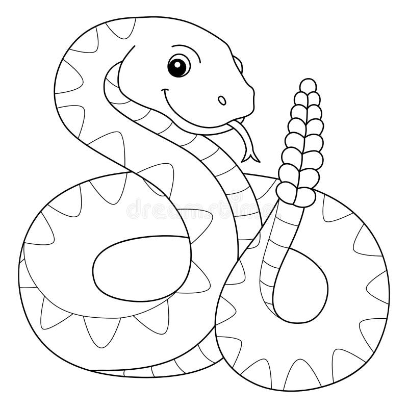 Rattlesnake Animal Isolated Coloring Page For Kids Stock Vector Illustration Of Outline