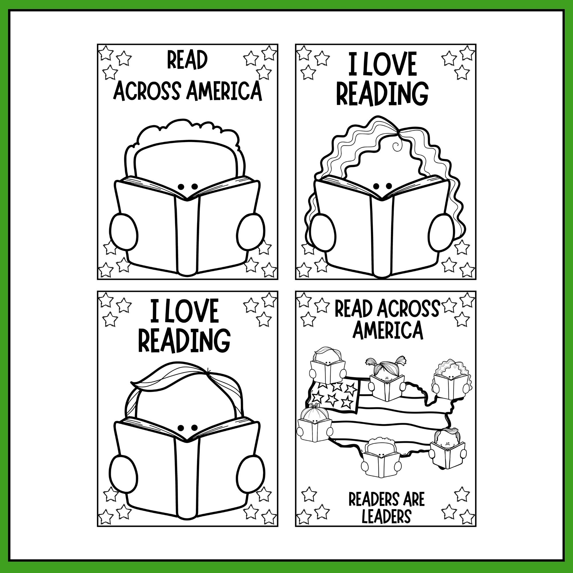 Reading Read Across America Coloring Pages 12 Coloring Sheets Instant Download Etsy