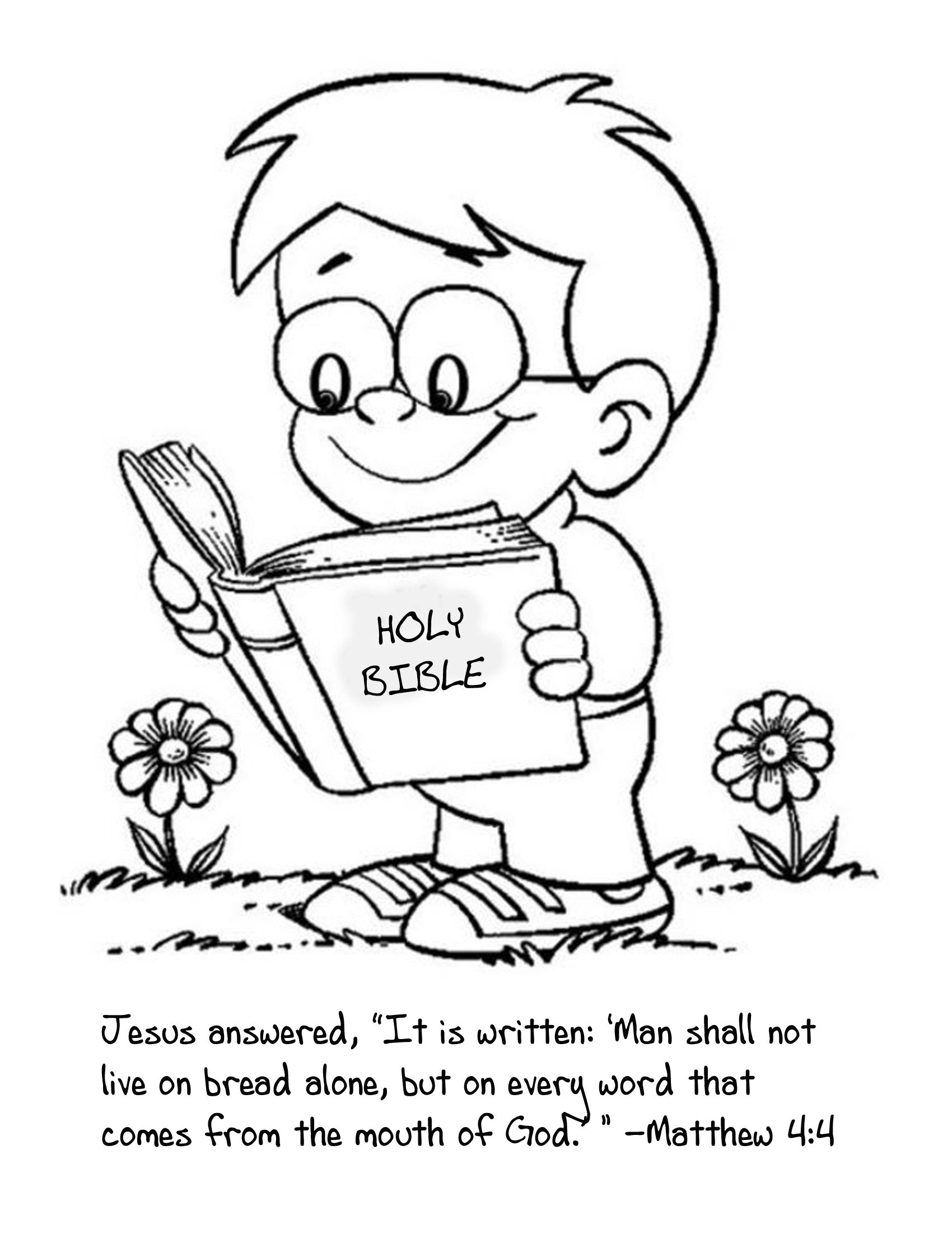 Coloring Page Family Reading Bible