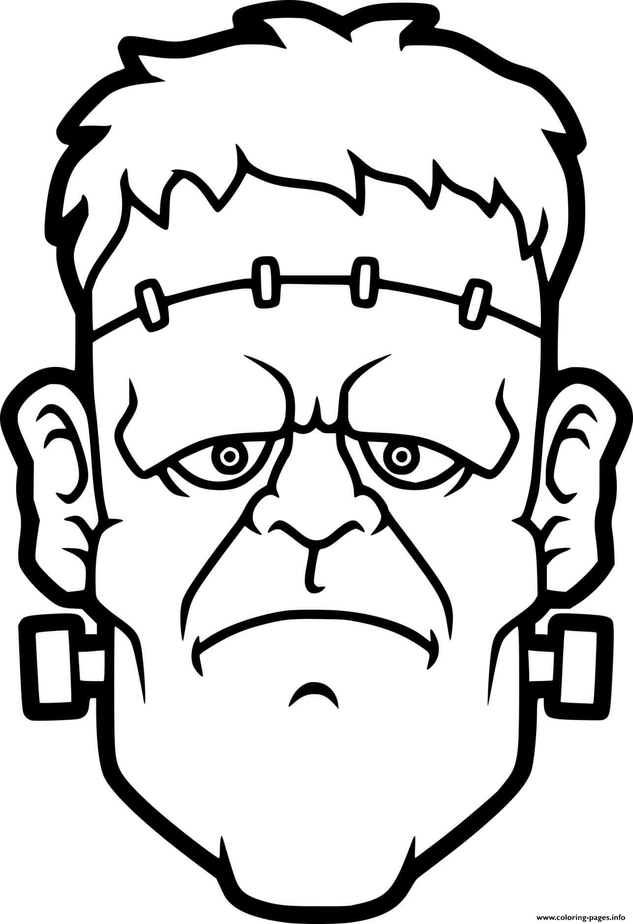Realistic Frankenstein Head Coloring Page Printable