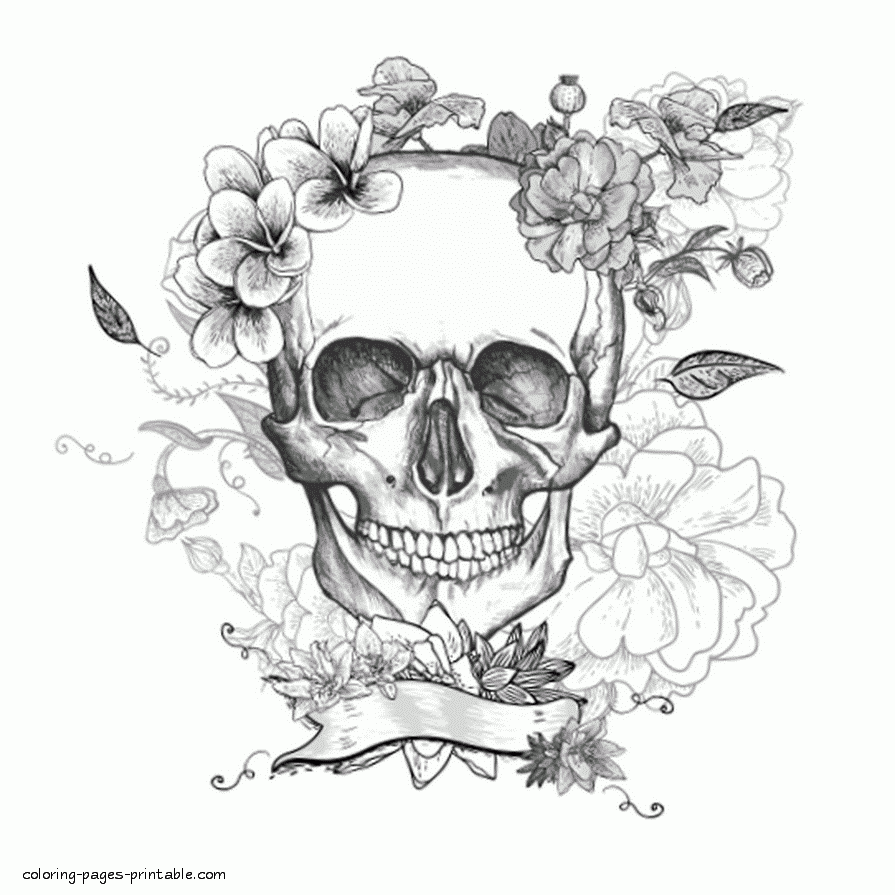 3d Realistic Skull Coloring Pages
