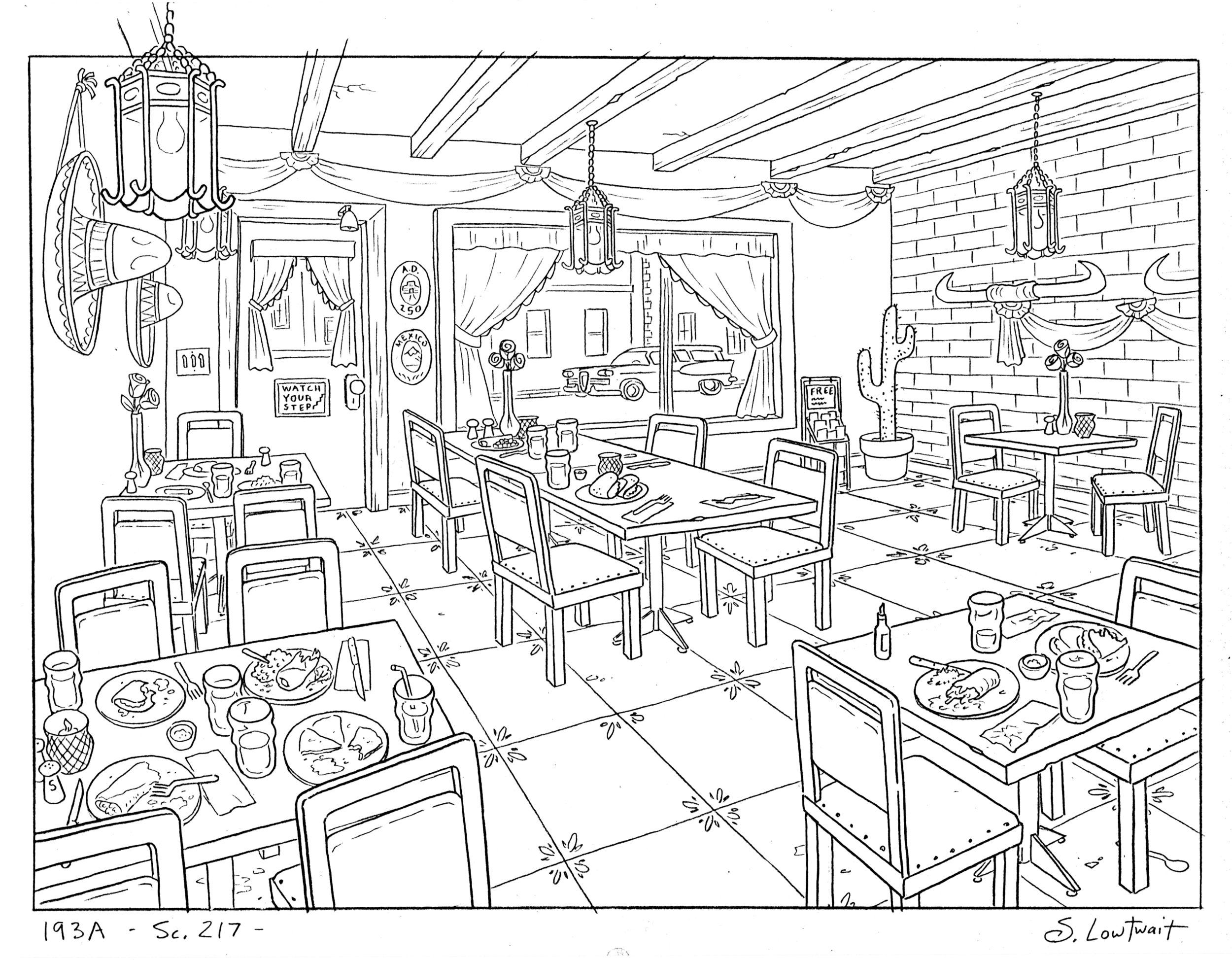 Restaurant Coloring Pages Free Download Gambr Co