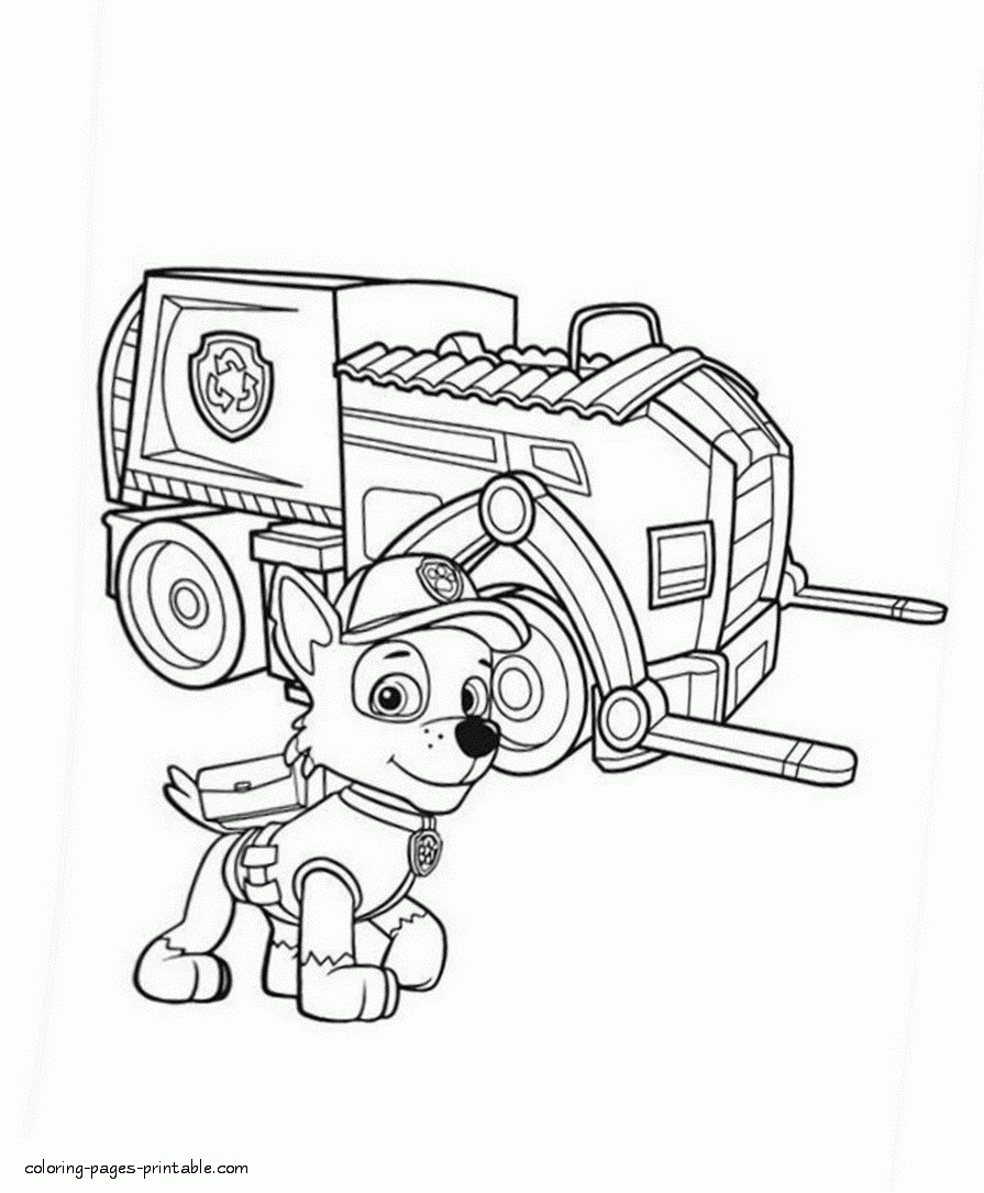 Rocky Paw Patrol Coloring Page Rocky Paw Patrol Coloring Page Sitting In Front Free Coloring