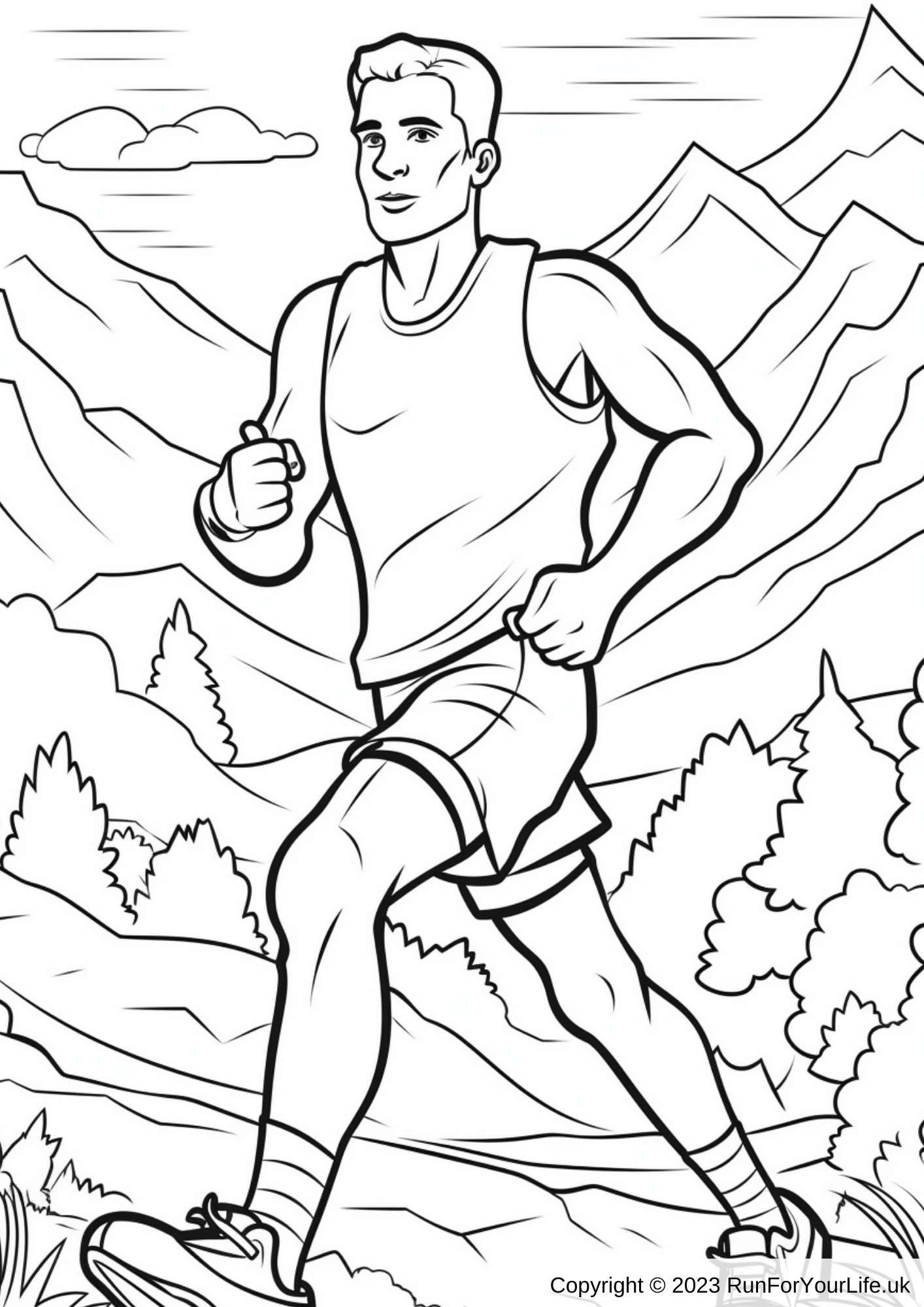 Running Colouring Pages 13 Male Runner Run For Your Life