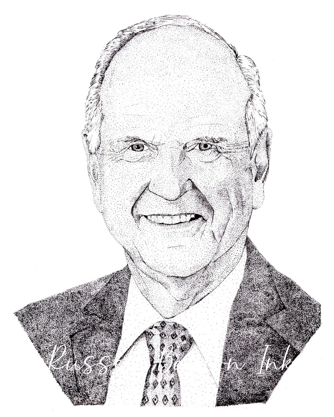 Russell M Nelson Stipple Drawing President Nelson Digital Download Print LDS Art Etsy