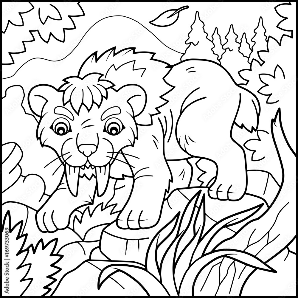 Saber Tooth Tiger Coloring Page