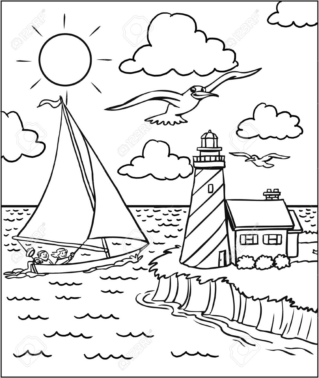Sailboat Coloring Sheet Coloring Pages