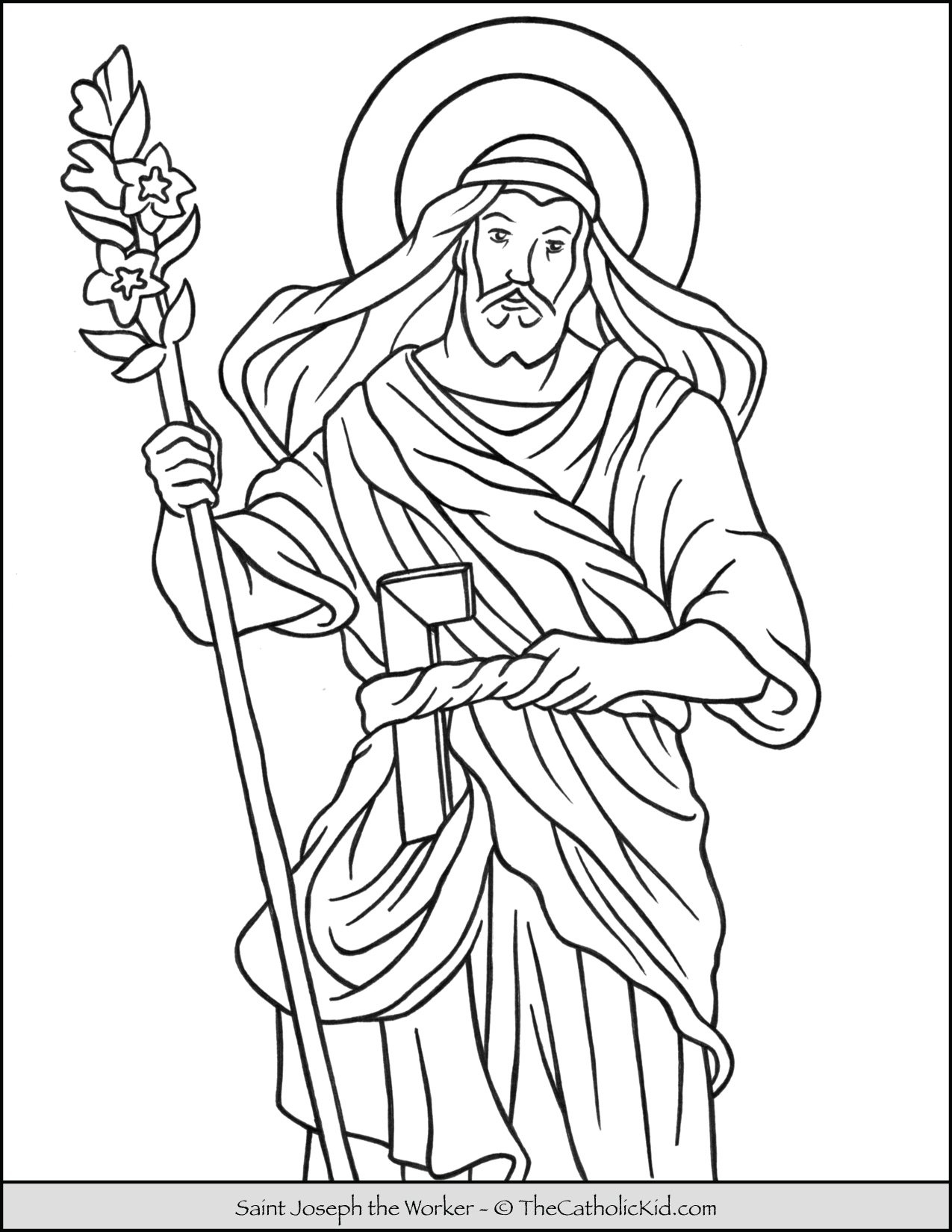 Saint Joseph The Worker Coloring Page TheCatholicKid