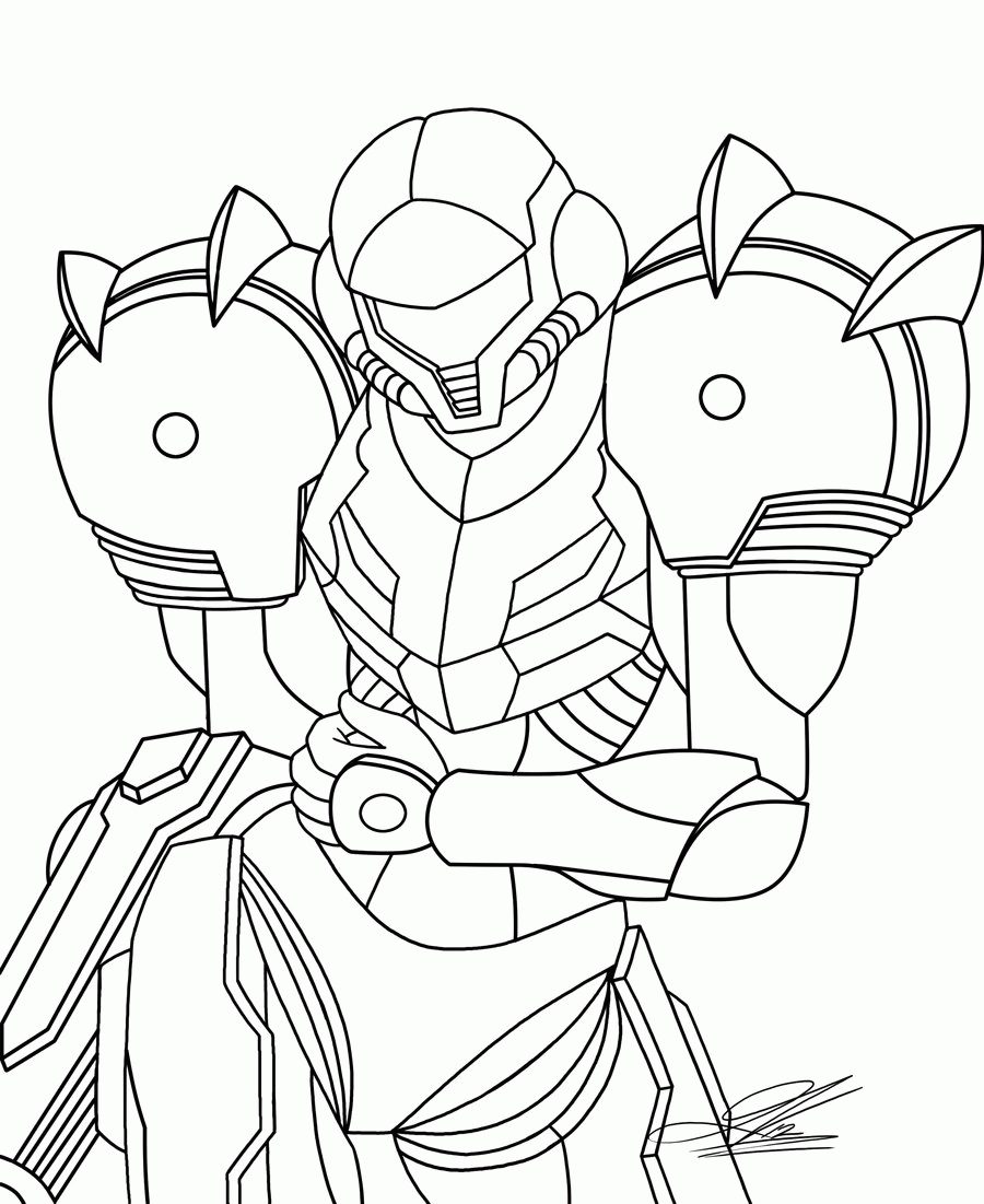 Samus Super Smash Bros Coloring Pages Coloring Home