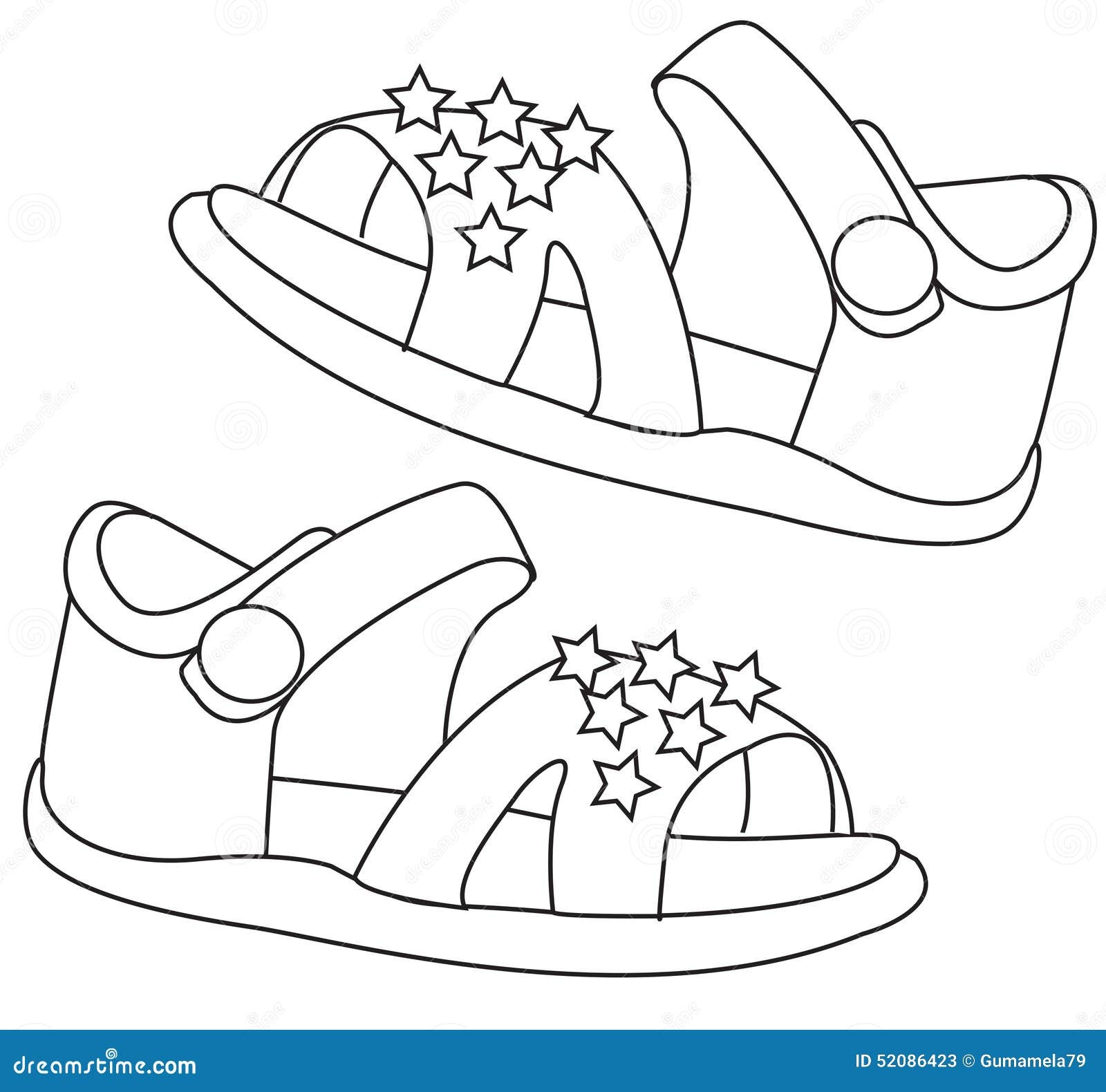 Sandals Coloring Page Stock Illustration Image 52086423