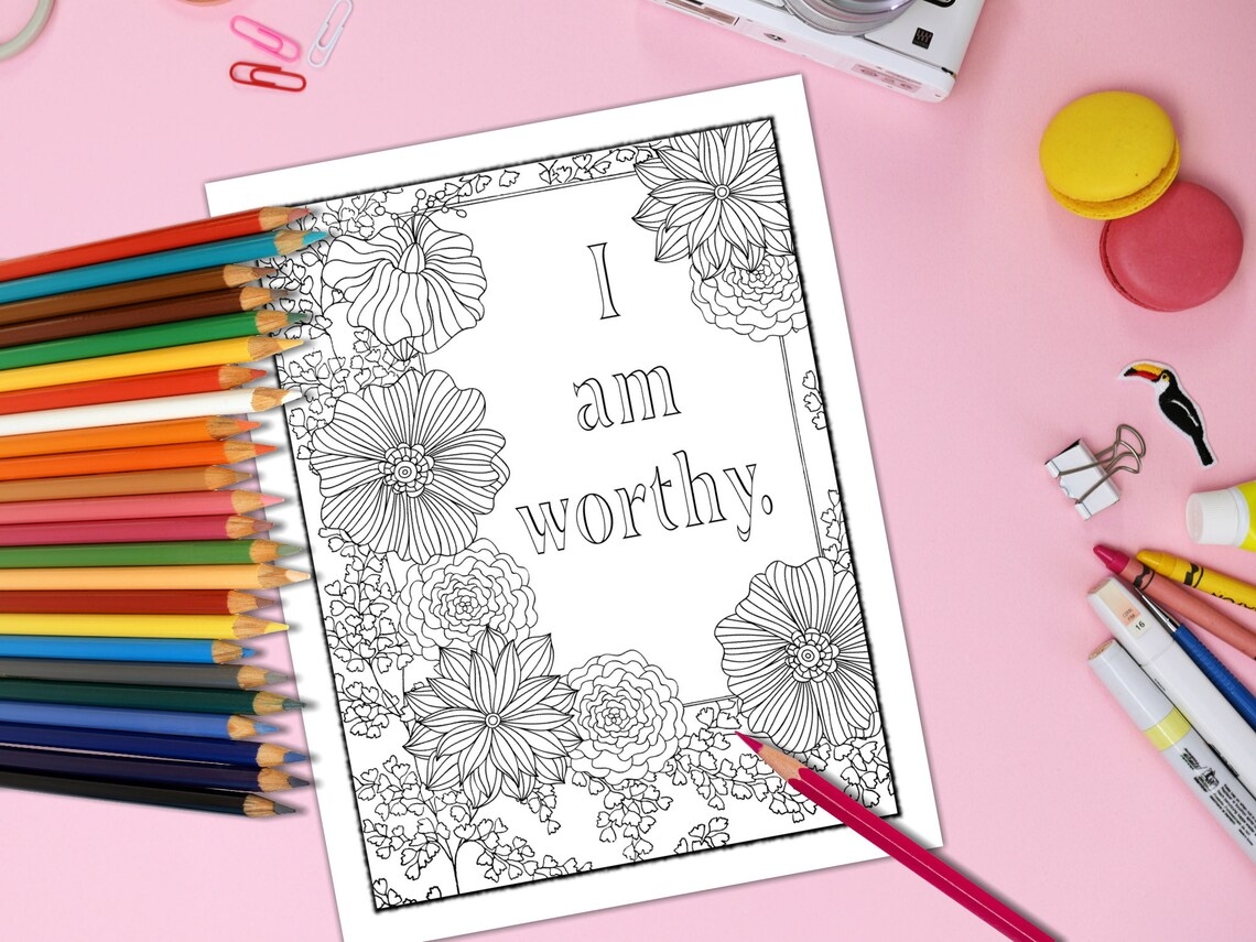Self Esteem Printable Coloring Page Bundle 12 Pages Self Etsy