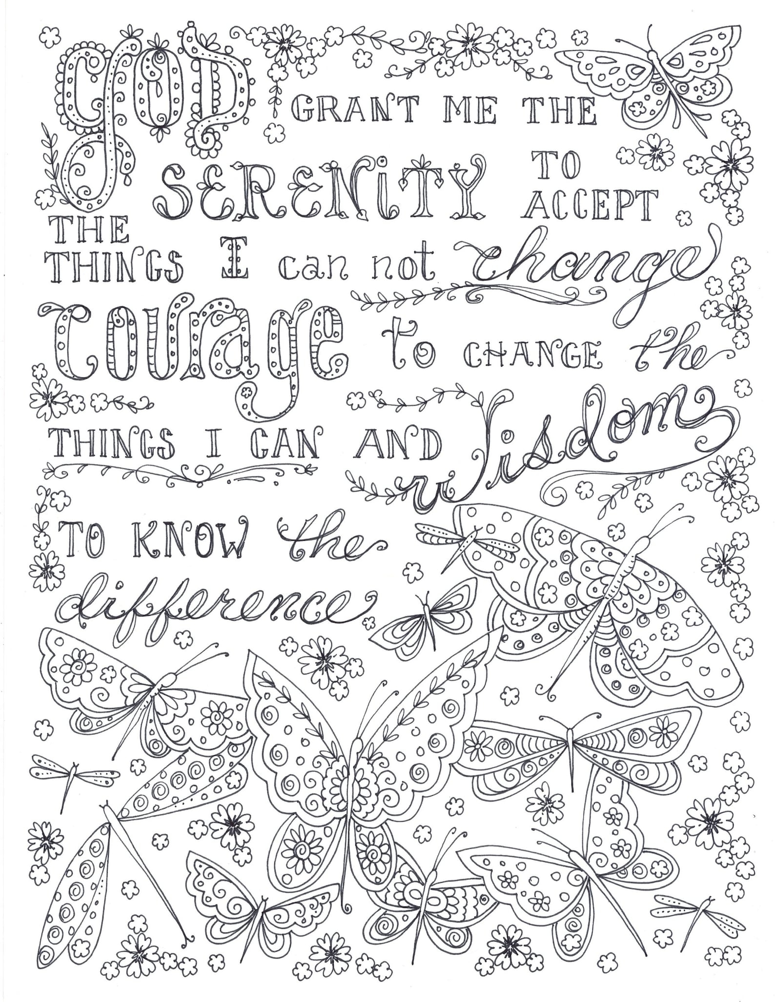 Serenity Prayer Coloring Page