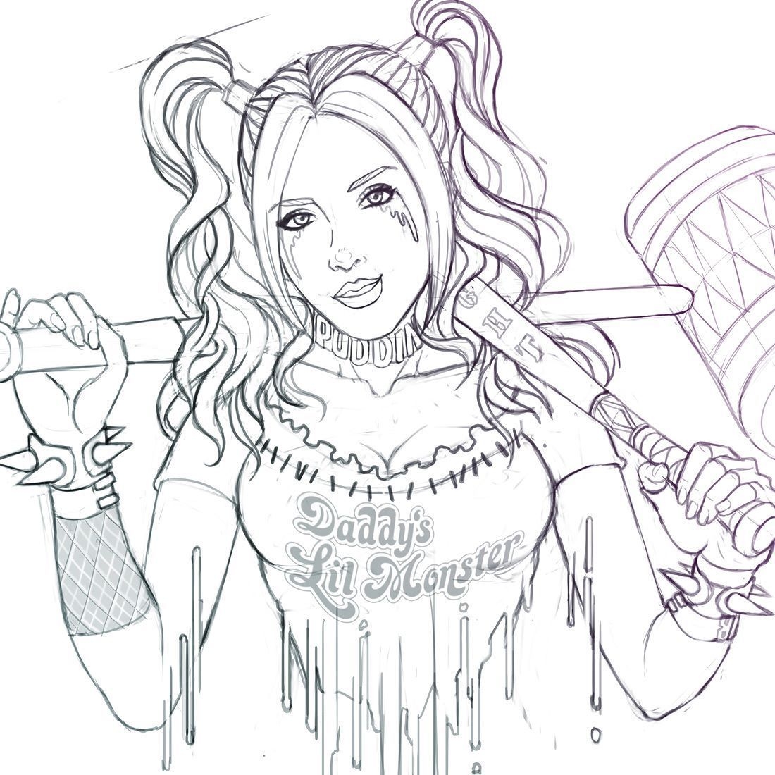 Sexy Harley Quinn Coloring Pages