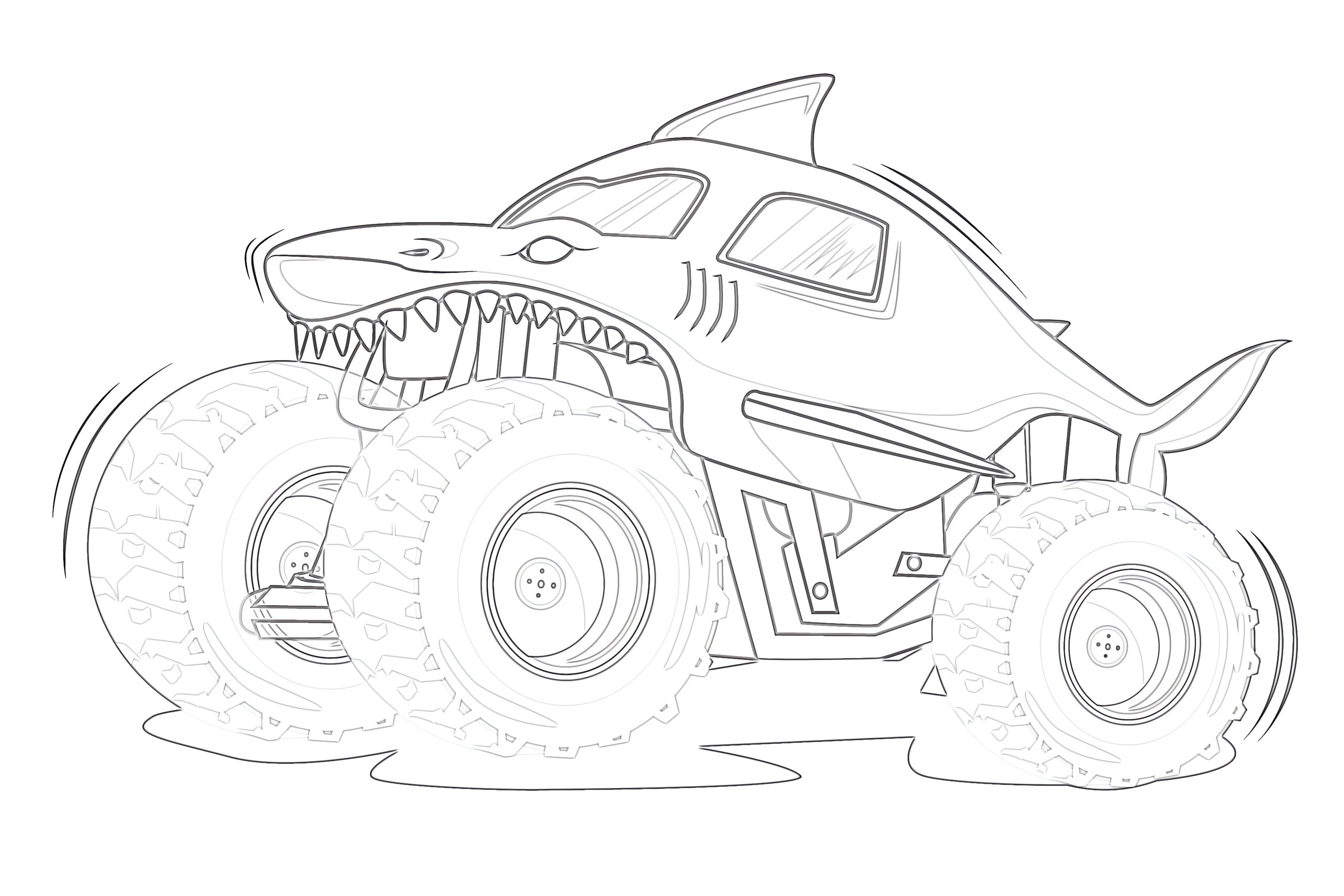 Shark Monster Truck Coloring Page Mimi Panda