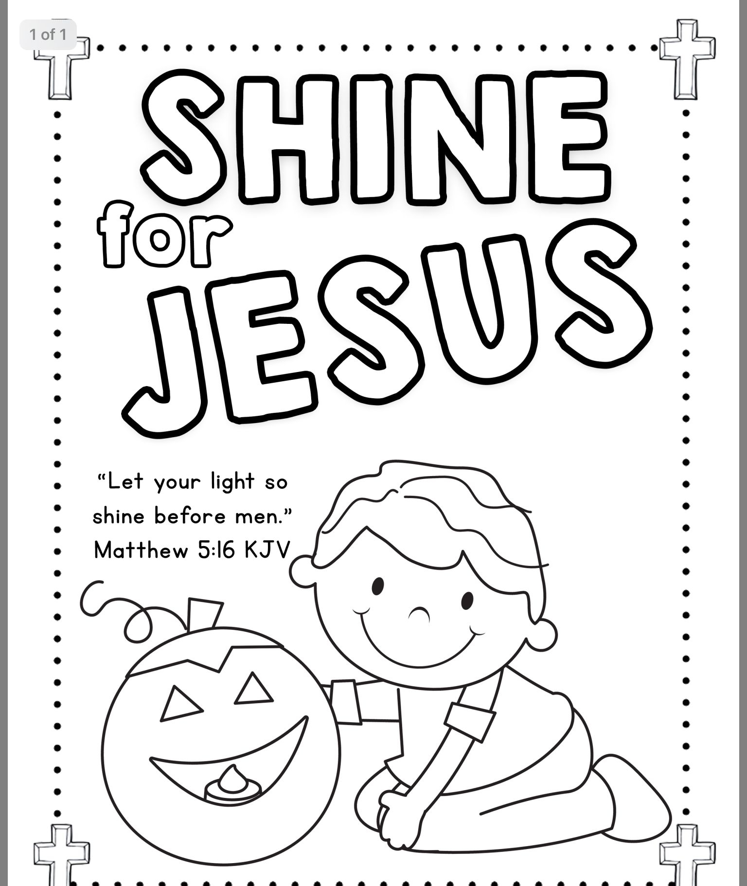 Shine The Light Of Jesus Pumpkin Coloring Coloring Pages