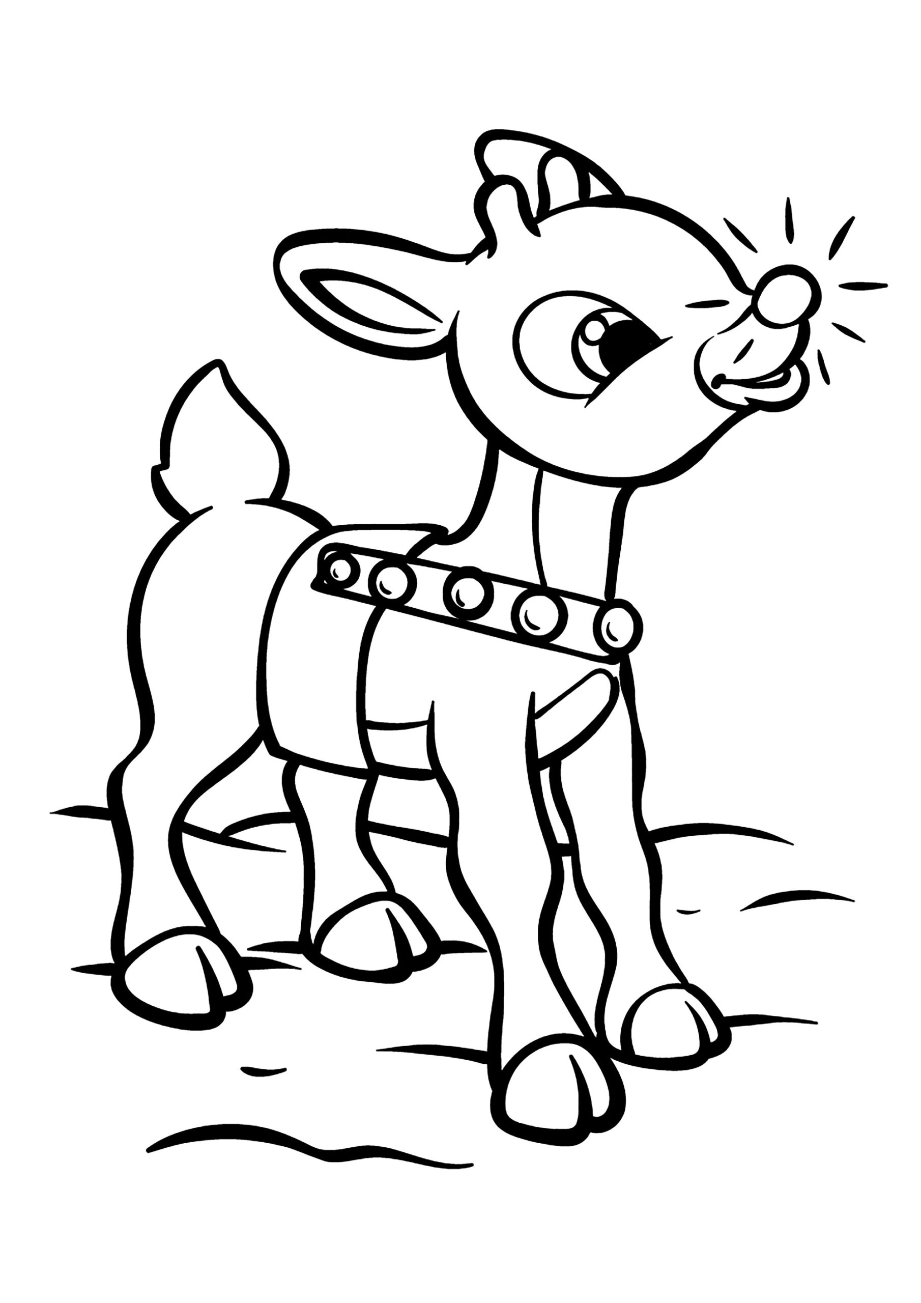 Simple Coloring Of Santa S Reindeer Rudolph Christmas Kids Coloring Pages