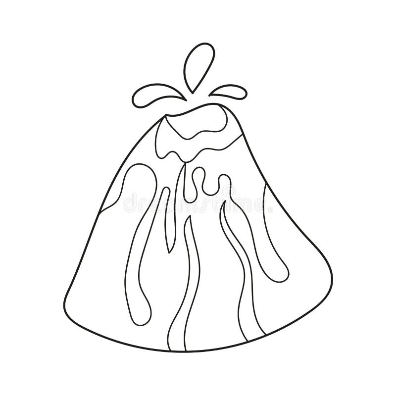 Simple Coloring Page Simple Children Coloring Book Volcano Stock Vector Illustration Of