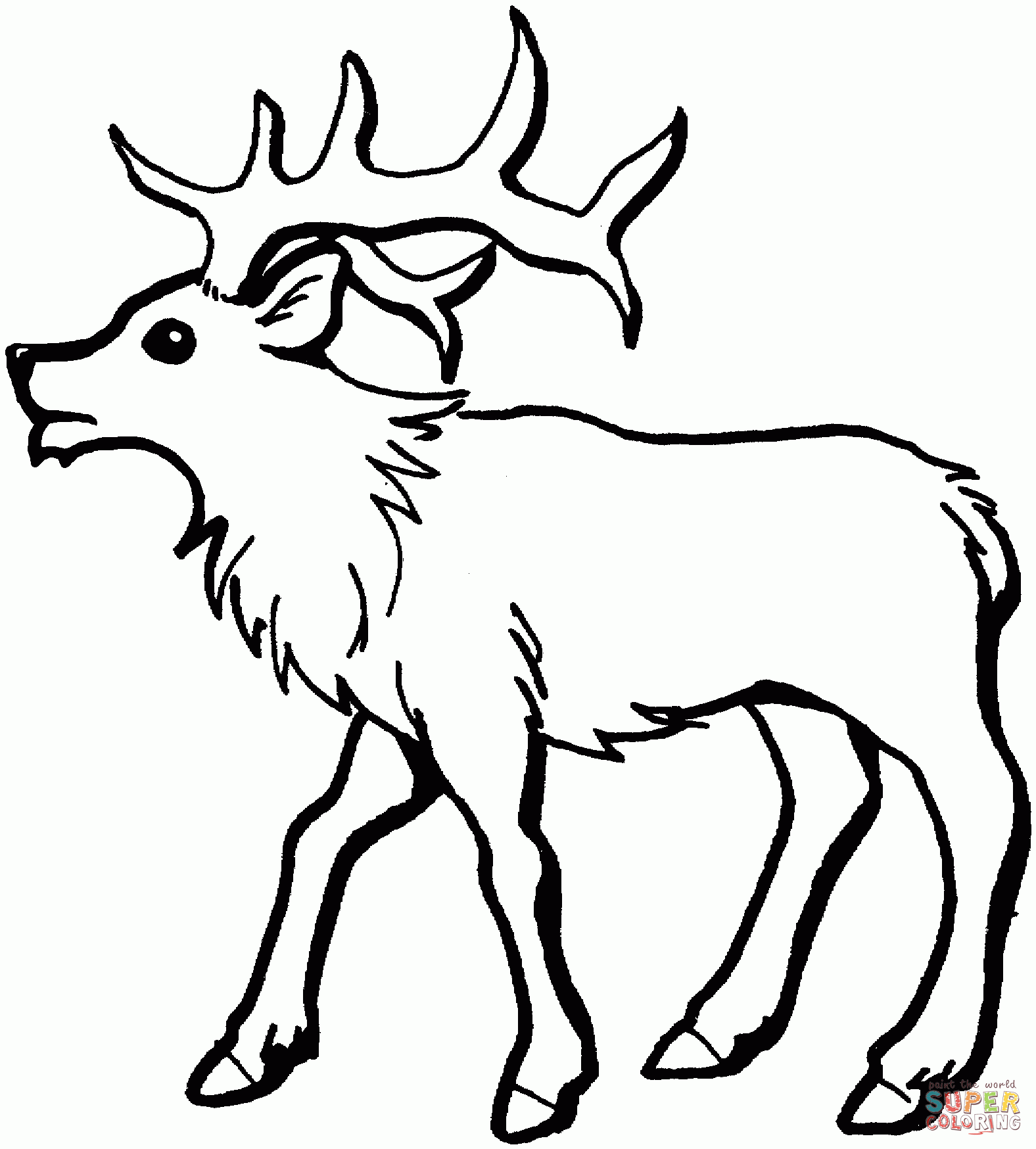 Simple Elk Coloring Pages