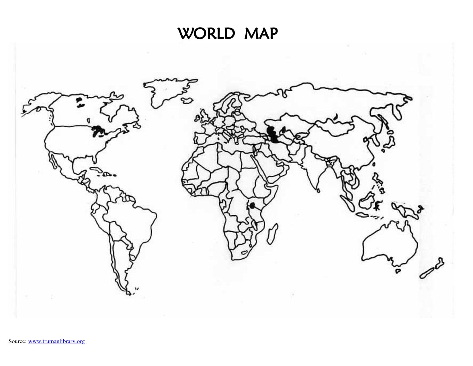 Simple World Map Blank Printable Template
