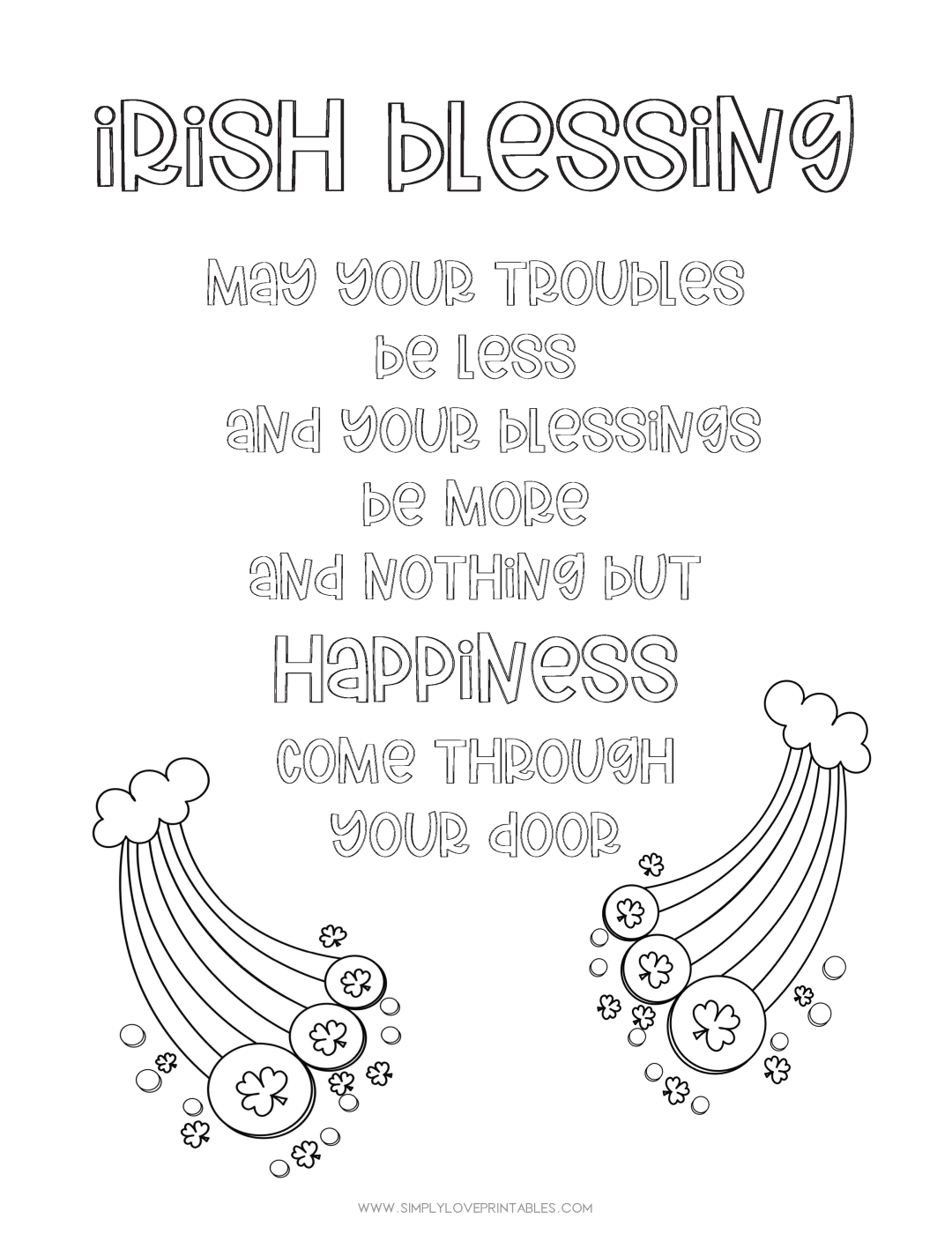 Simply Love Printables Irish Blessing Coloring Page Irish Colors Coloring Pages Irish Prayer