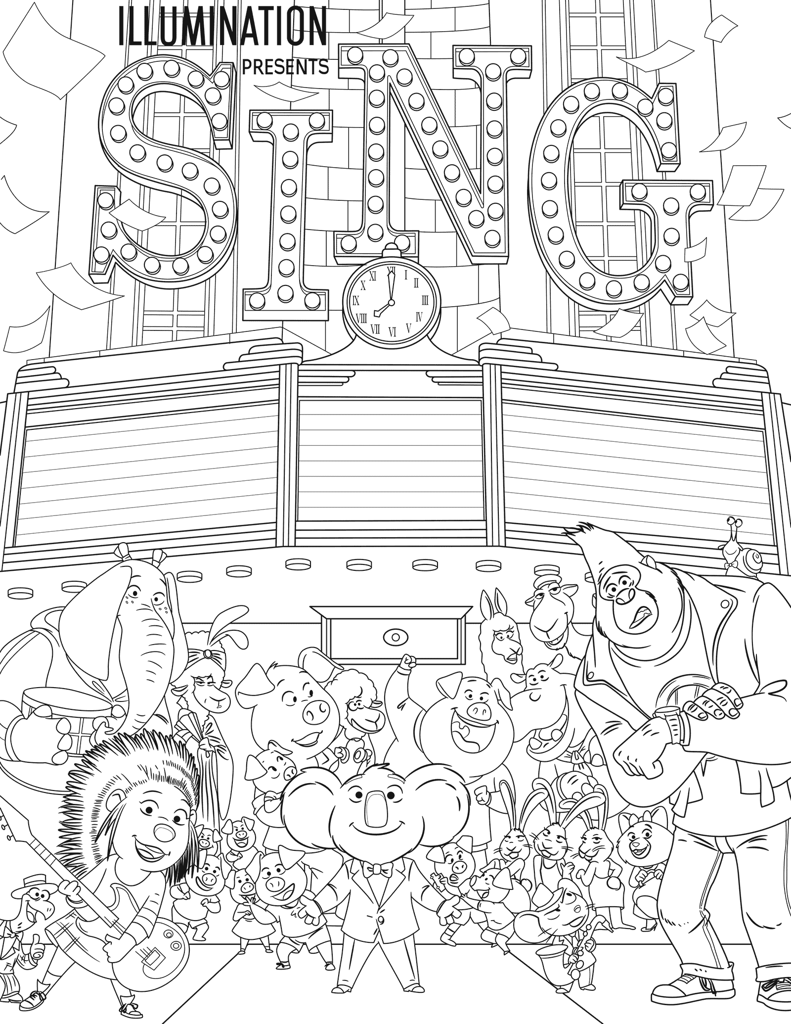 Sing Coloring Page