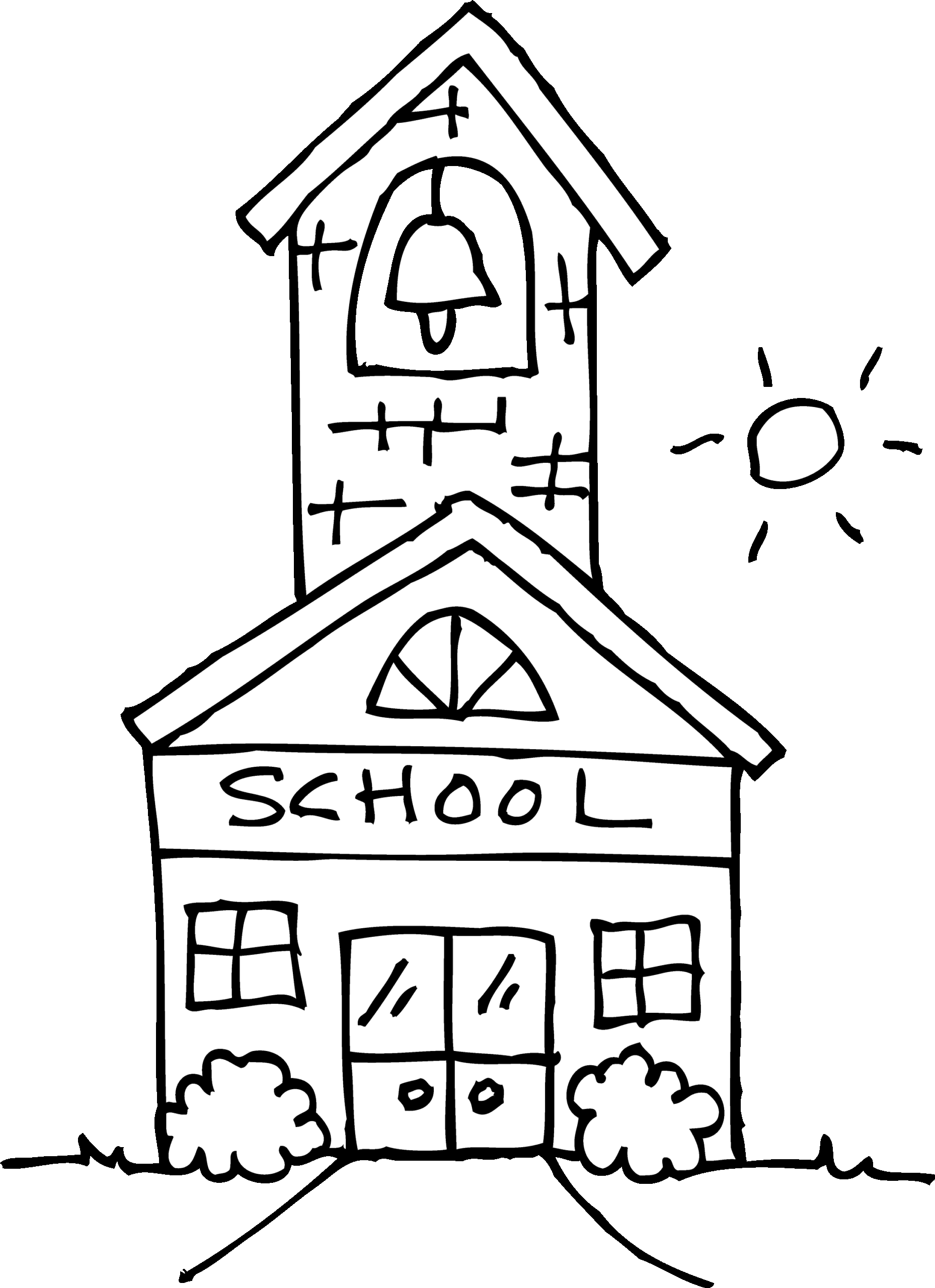 Sketched School Clip Art Coloring Pages