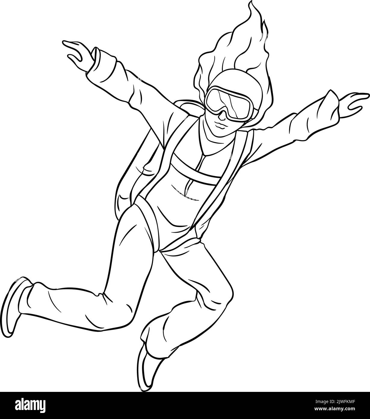 Skydiving Isolated Coloring Page For Kids Stock Vector Image Art Alamy