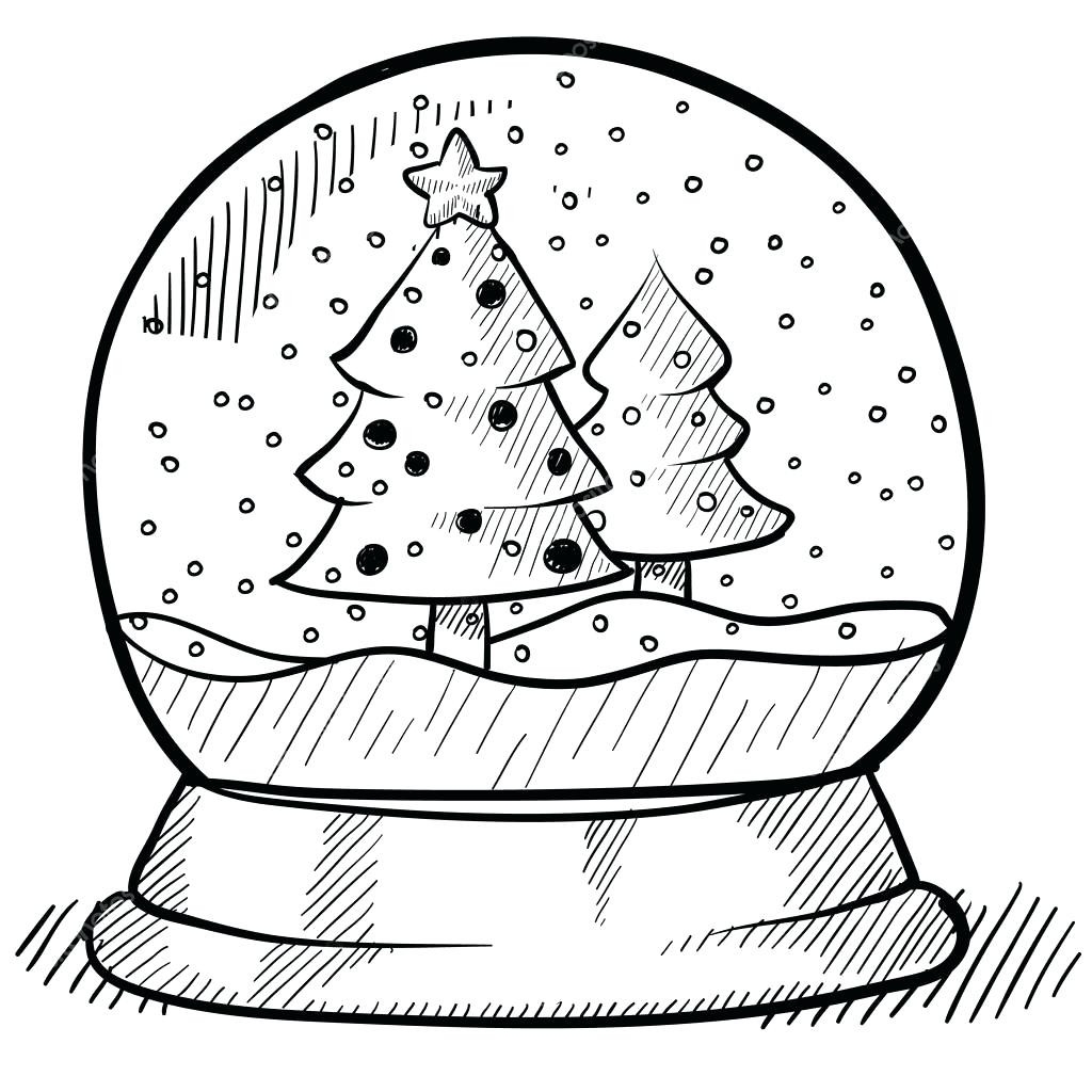 Snow Globe Coloring Page Sketch Coloring Page