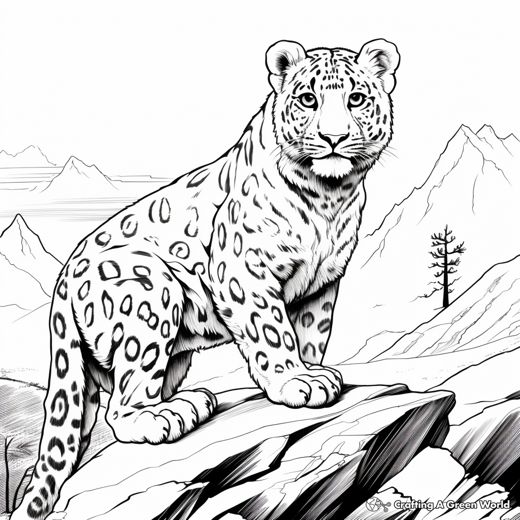 Snow Leopard Coloring Pages Free Printable