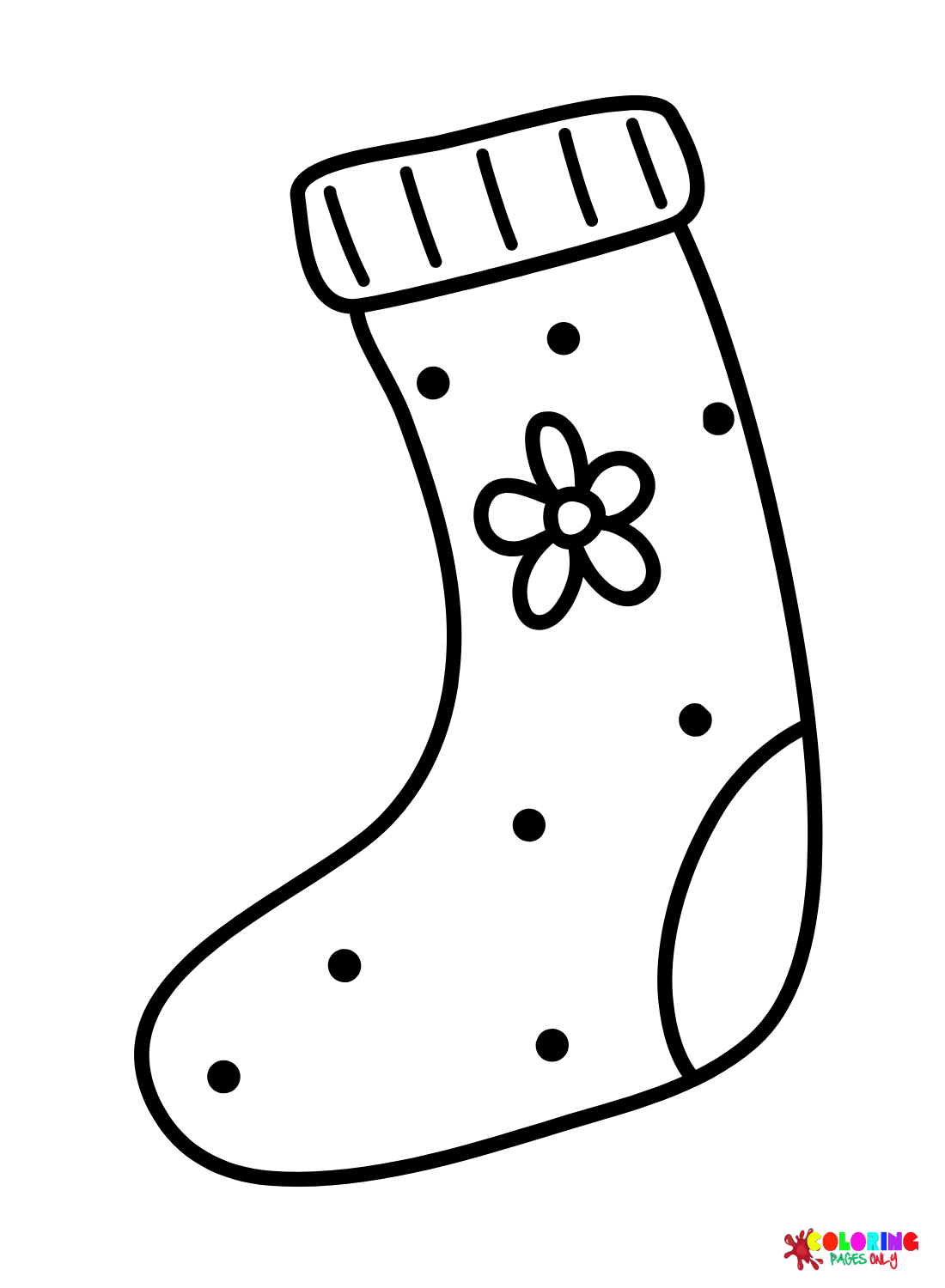 Sock With Flower Coloring Page Free Printable Coloring Pages