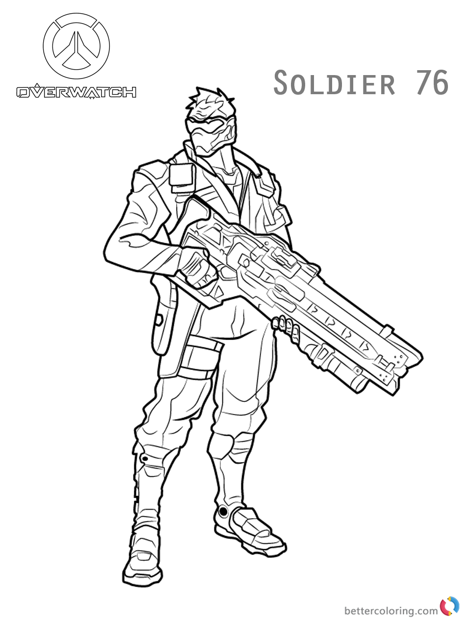 Soldier 76 From Overwatch Coloring Pages Free Printable Coloring Pages