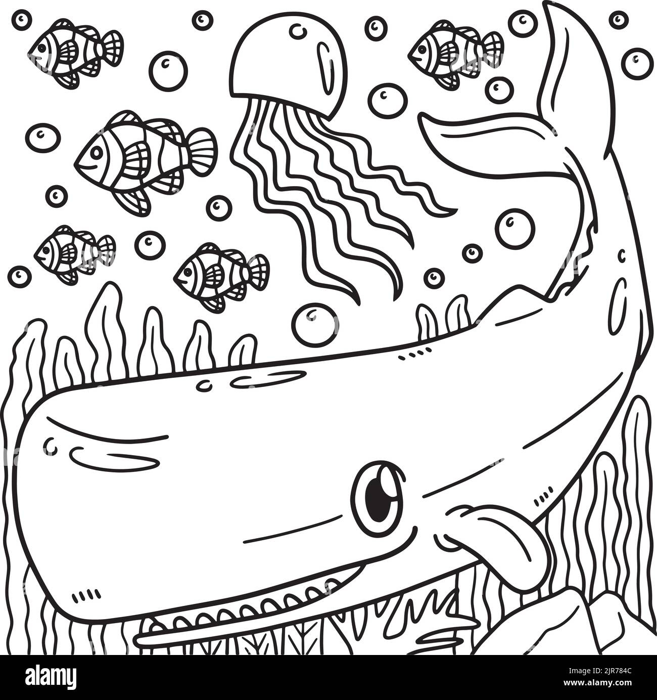 Sperm Whale Coloring Page For Kids Stock Vector Image Art Alamy
