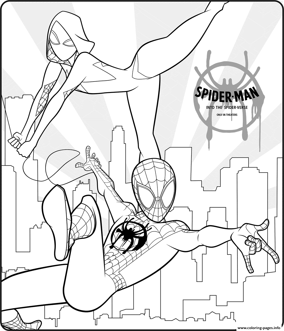 Spider Man Into The Spider Verse Coloring Page Printable