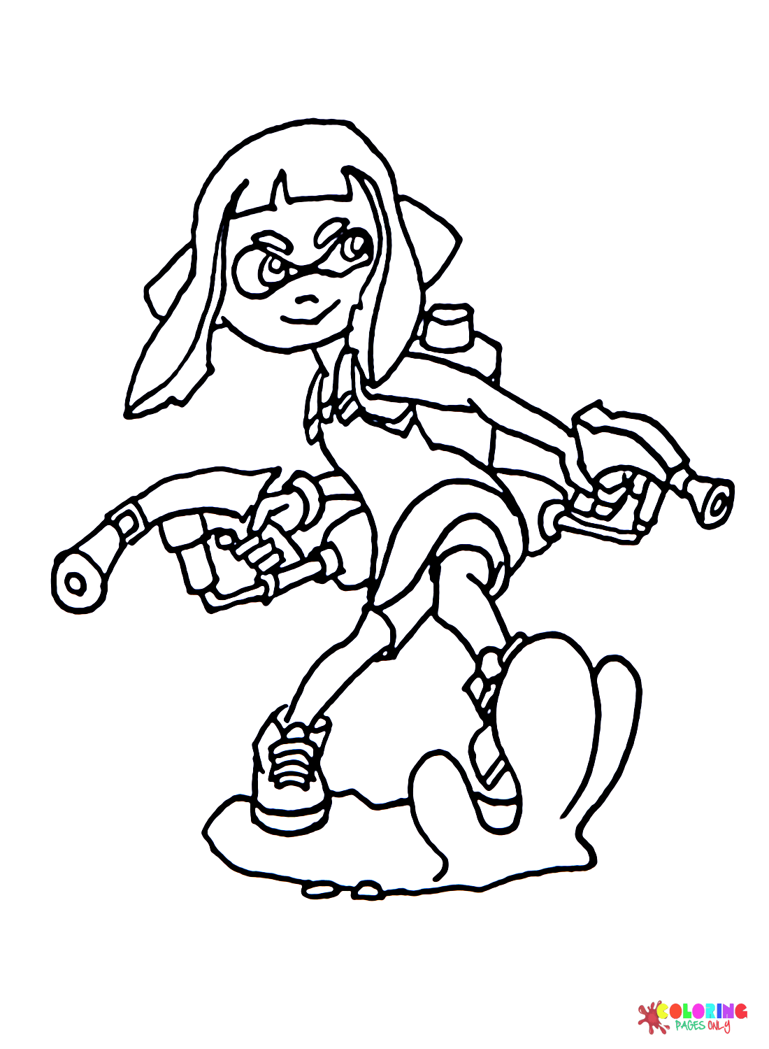 Splatoon 2 Inkling Girl Coloring Page Free Printable Coloring Pages