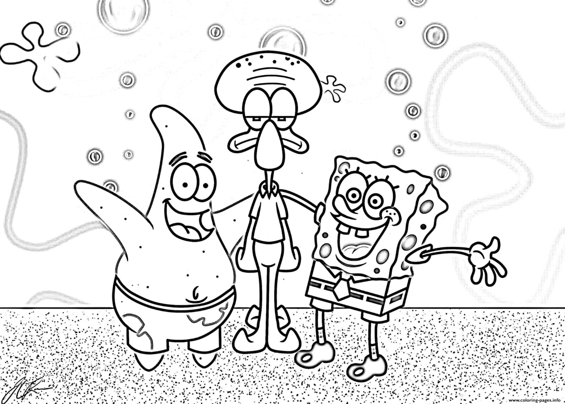 Spongebob And Patrick Happy Family Coloring Page Printable
