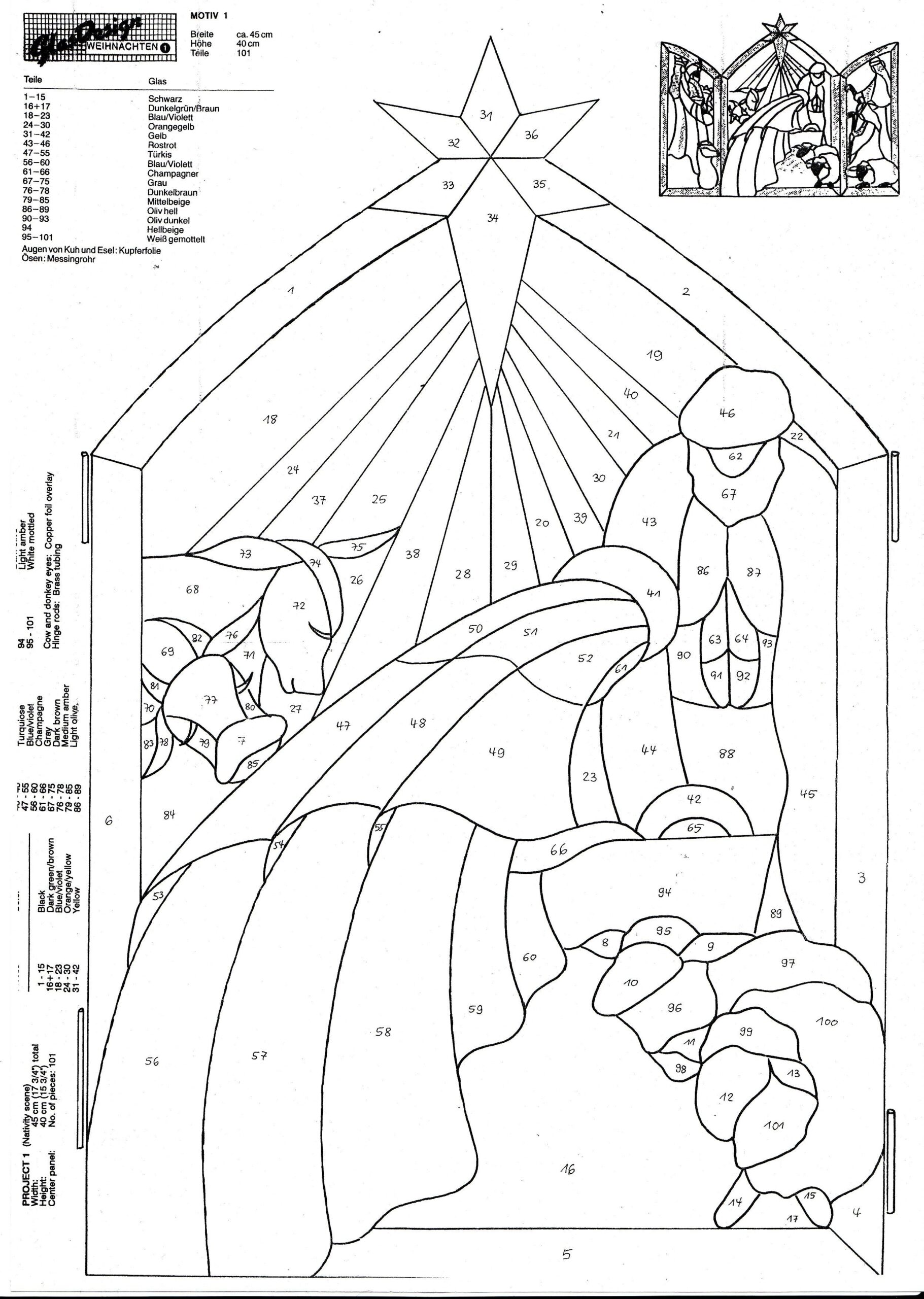 Stained Glass Nativity Coloring Page Boringpop