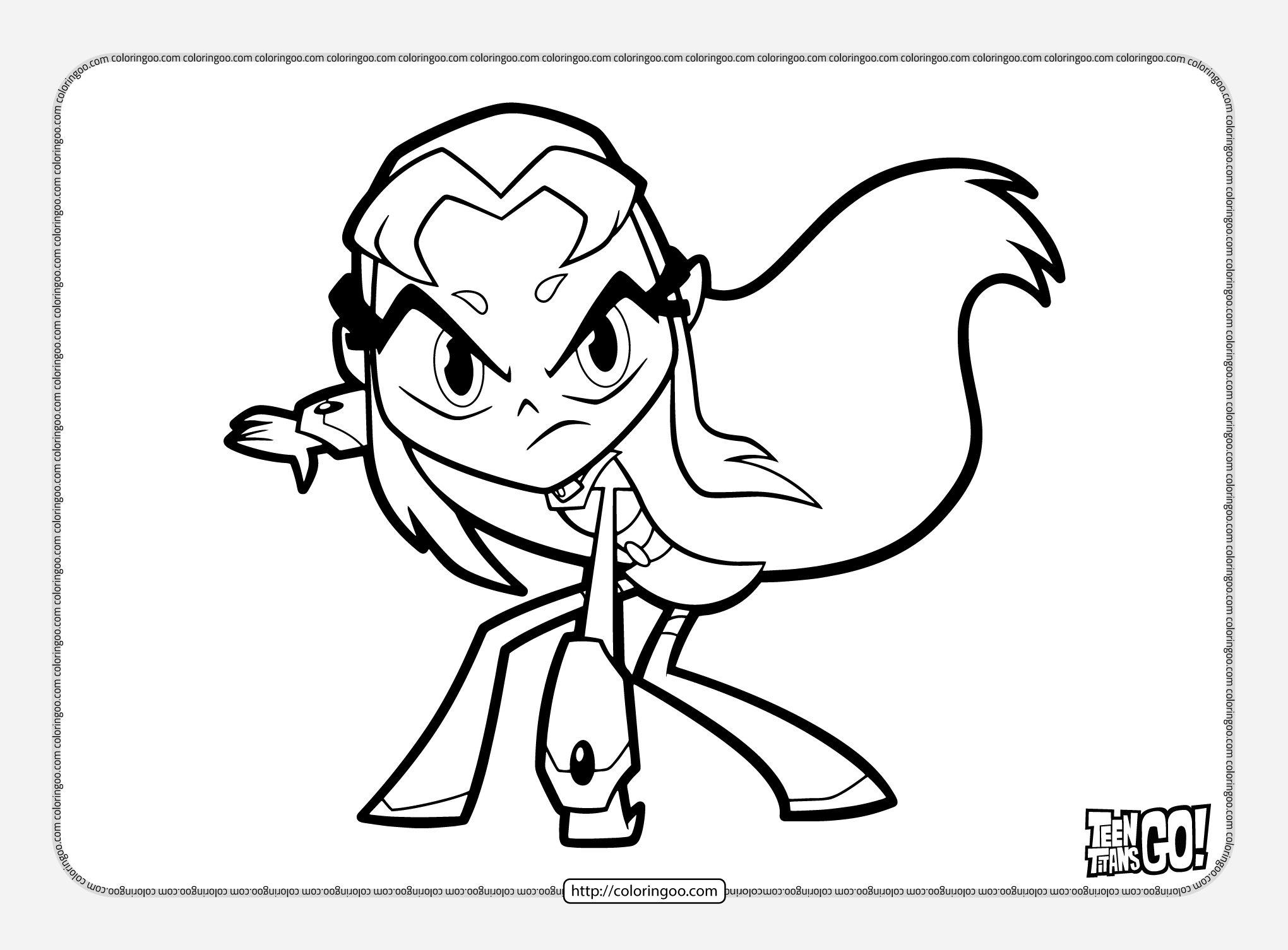 Starfire From Teen Titans Go Coloring Pages Sketch Coloring Page