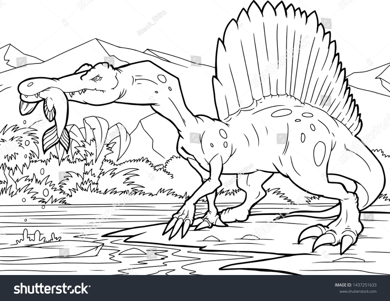 Stock Vektor Coloring Book Spinosaurus Dinosaur Coloring Page Bez Autorsk Ch Poplatk