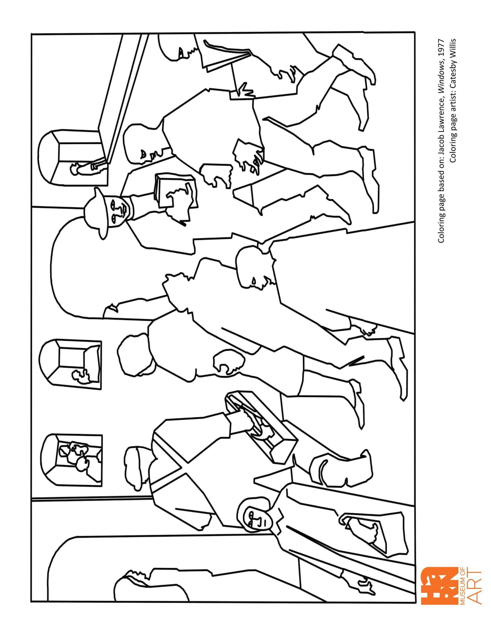 Street Scene Print Coloring Page Inspired By Jacob Lawrence Harn Museum Of Art
