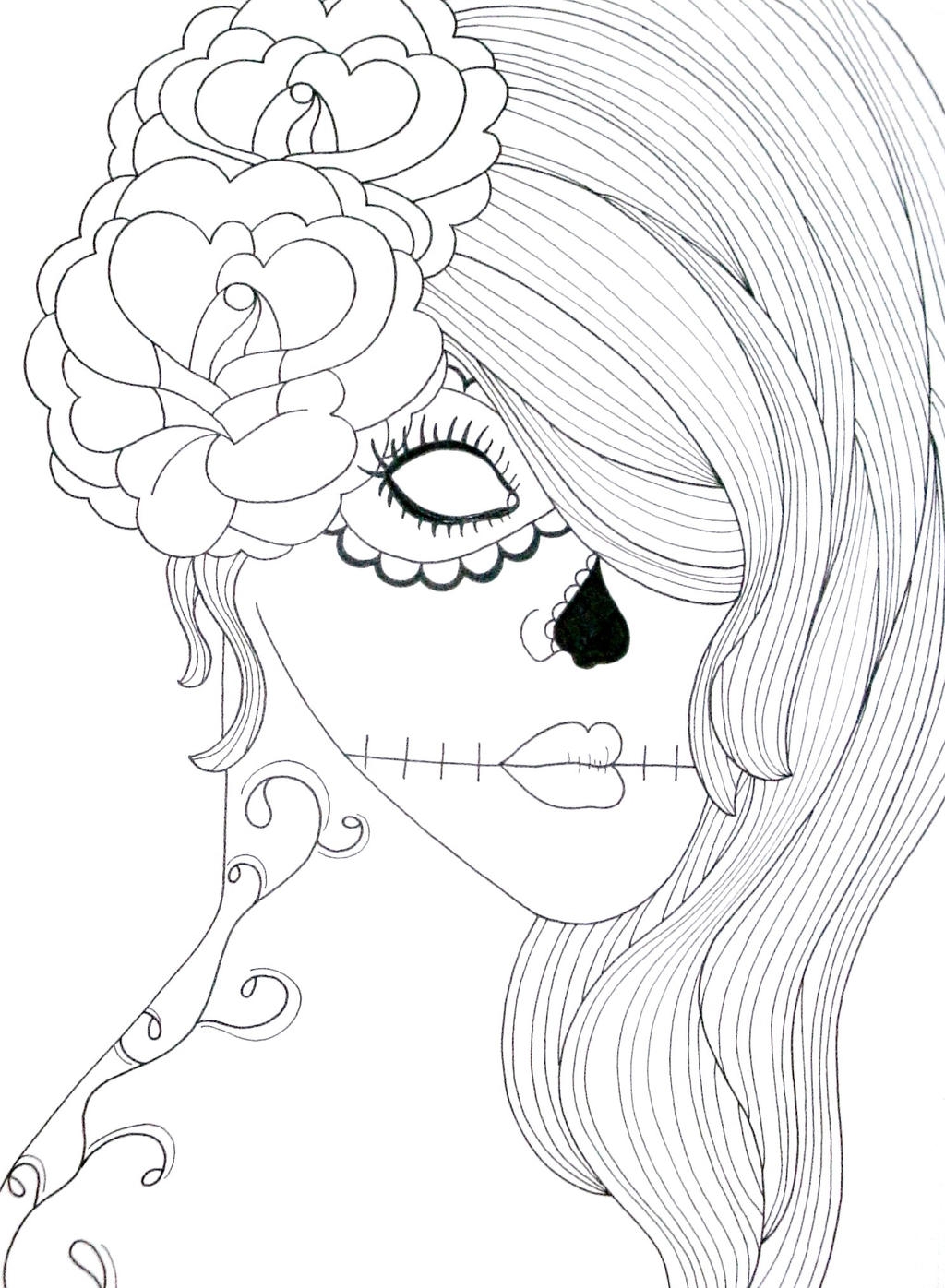 Sugar Skull Girl Lineart By ToniTiger415 On DeviantArt