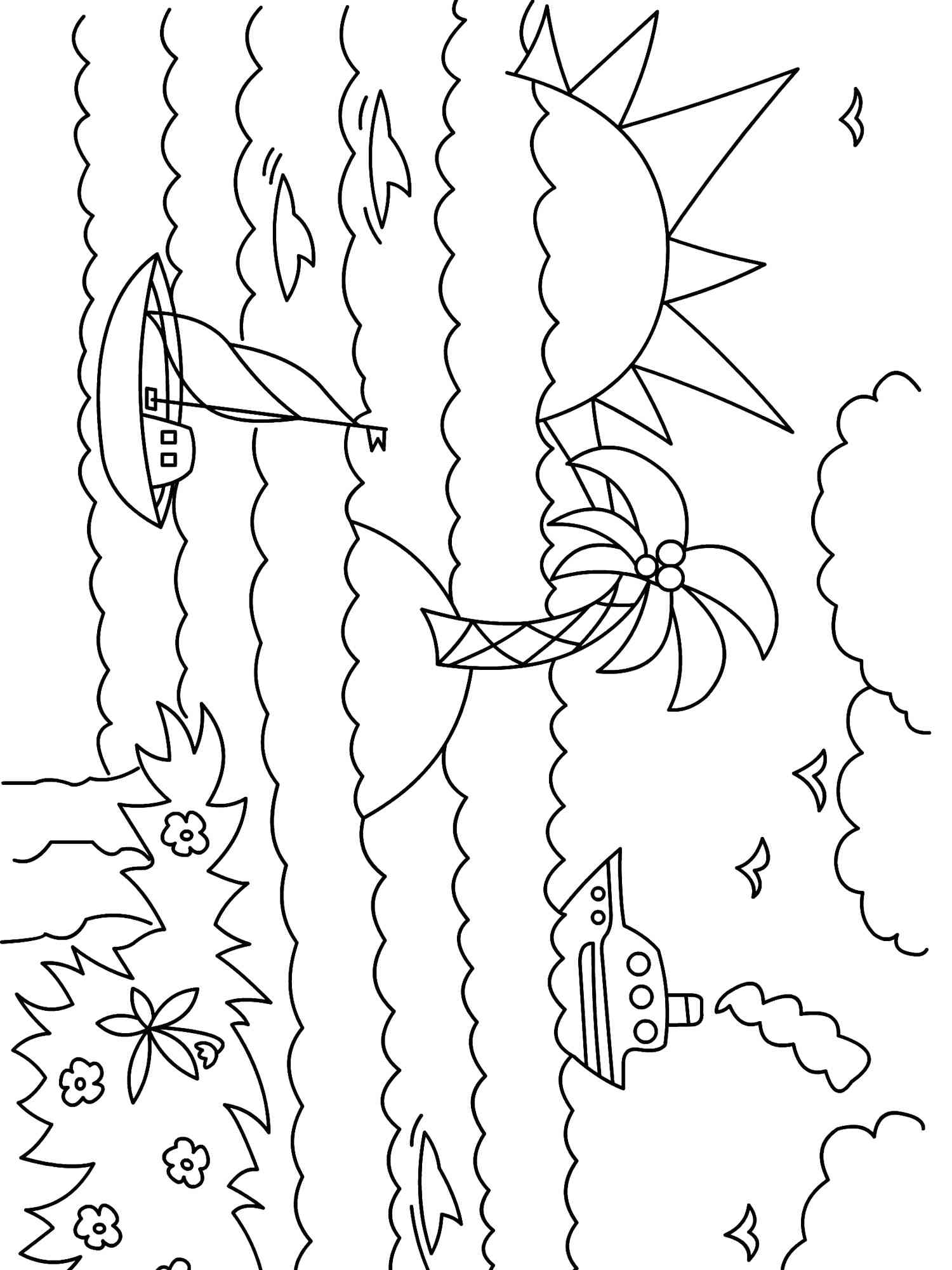 Sunset Coloring Page