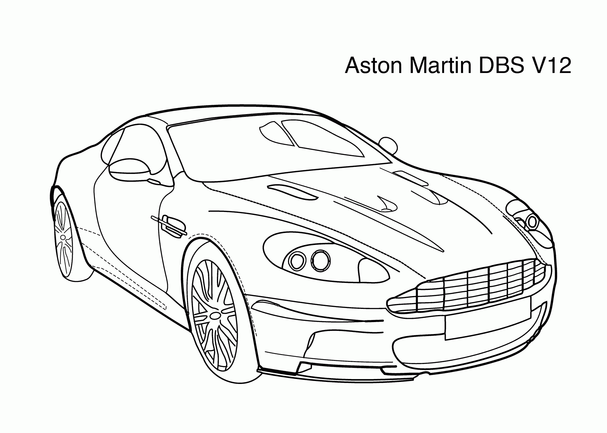 Super Car Aston Martin DBS V12 Coloring Page For Kids 4 Printable Free Cars Coloring Pages