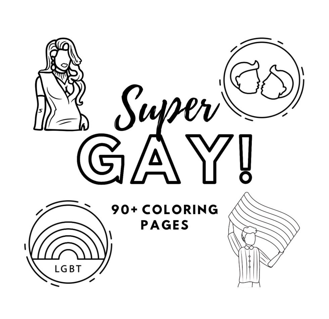 Super Gay Coloring Book 90 Coloring Pages Etsy