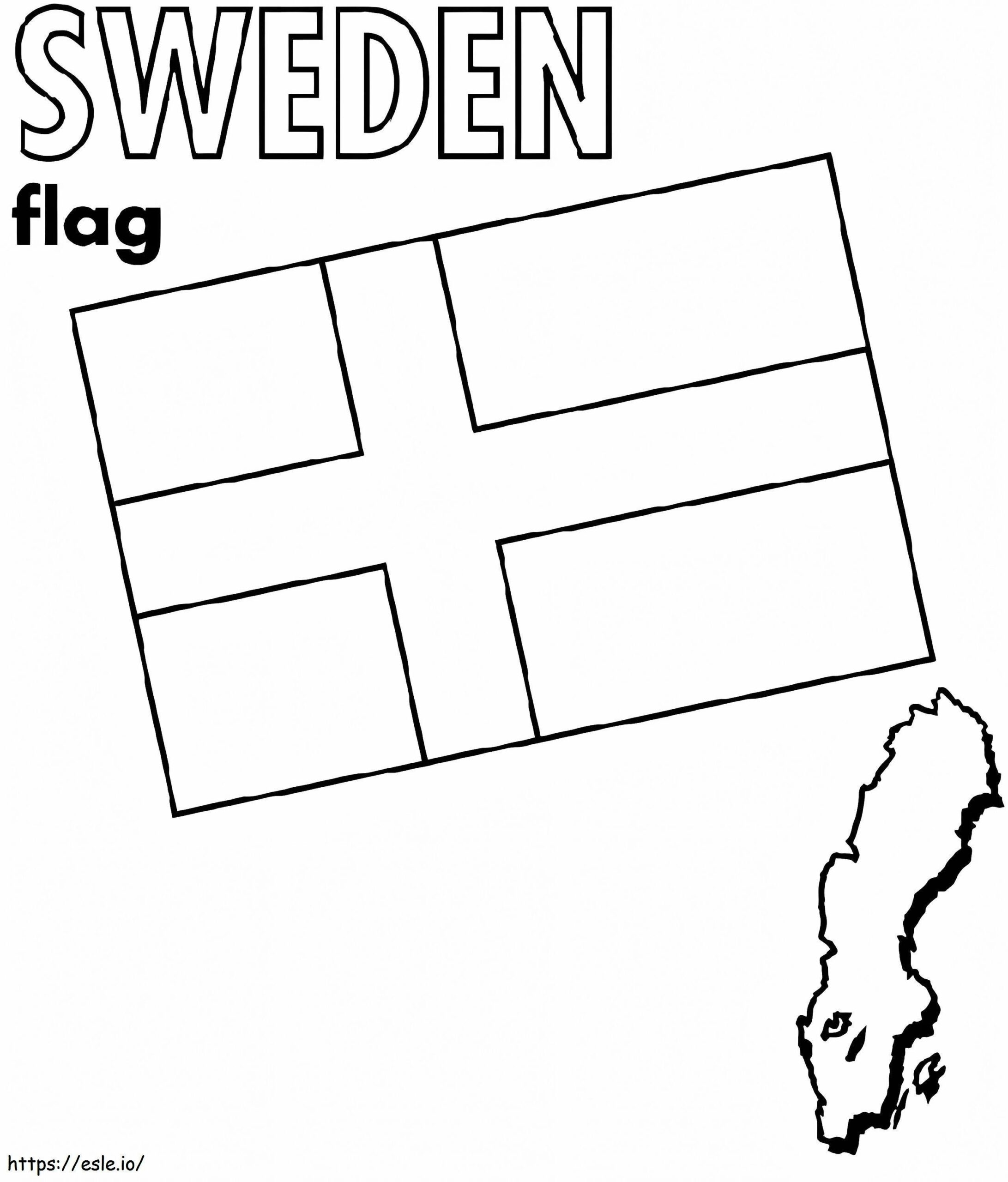 Sweden Flag And Map Coloring Page