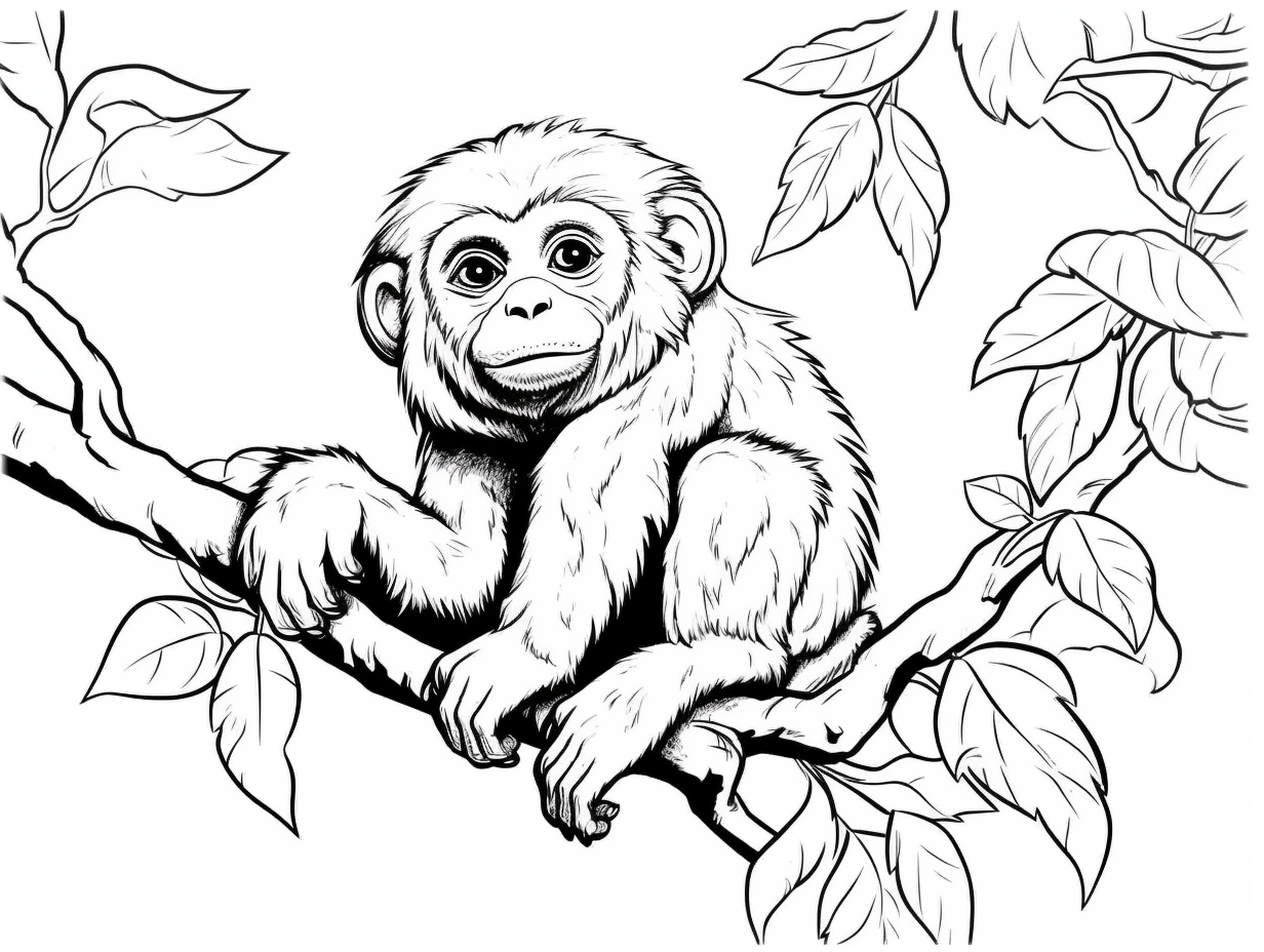 Swinging Howler Monkey Coloring Page Coloring Page