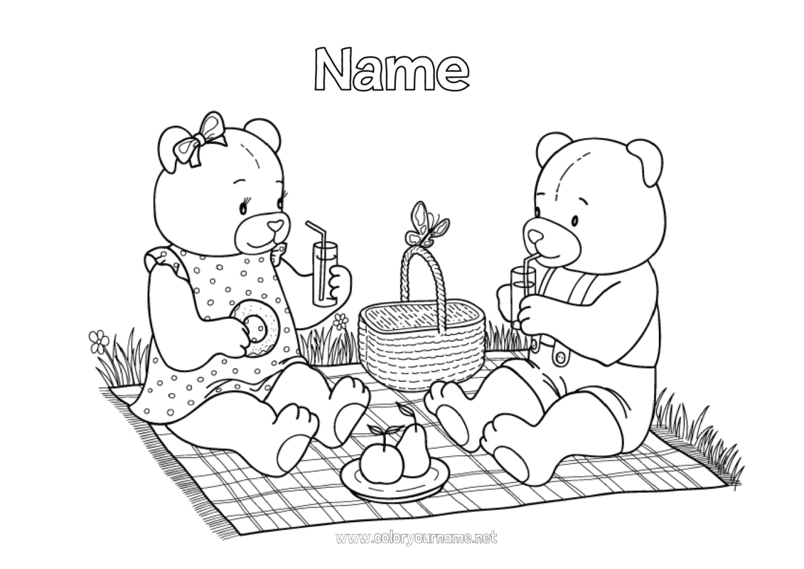 Teddy Picnic Coloring Pages Printable For Free Download
