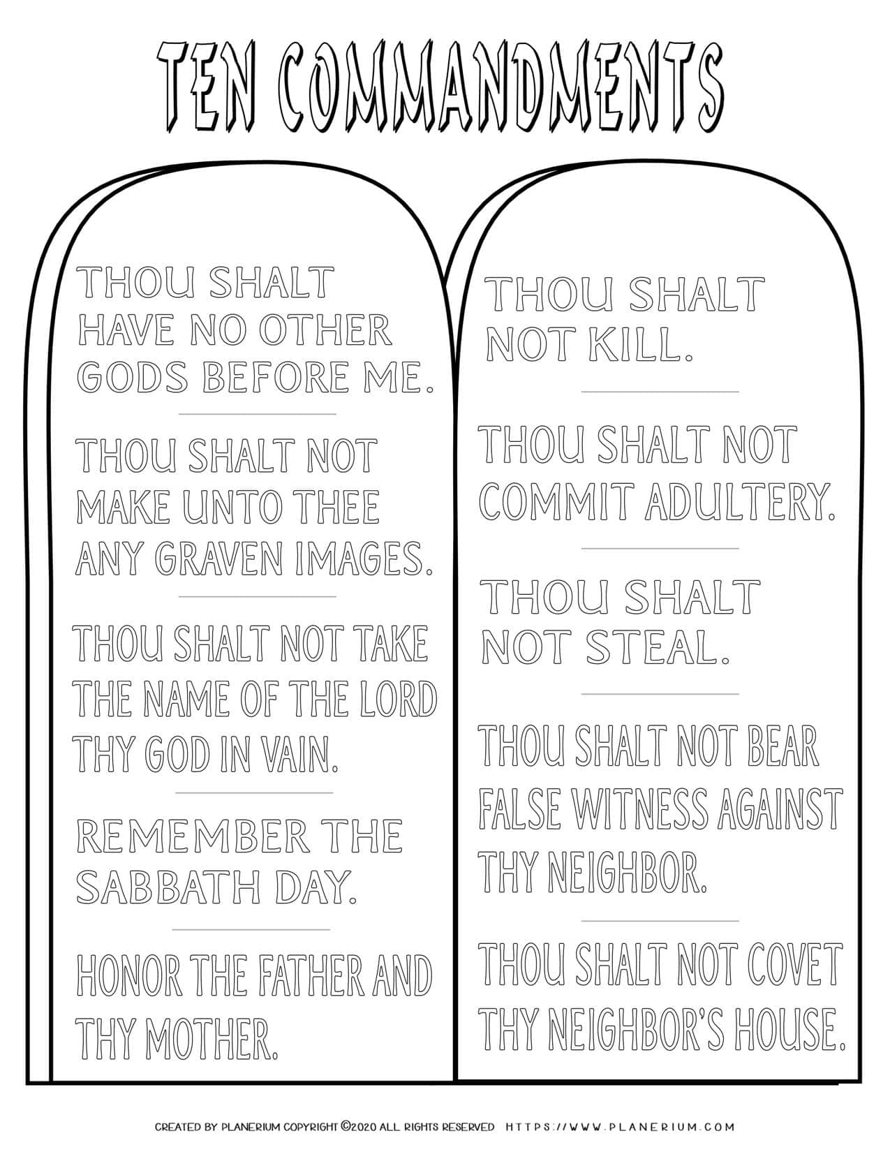Ten Commandments Coloring Pages