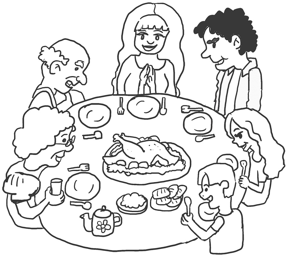 Thanksgiving Dinner Coloring Pages