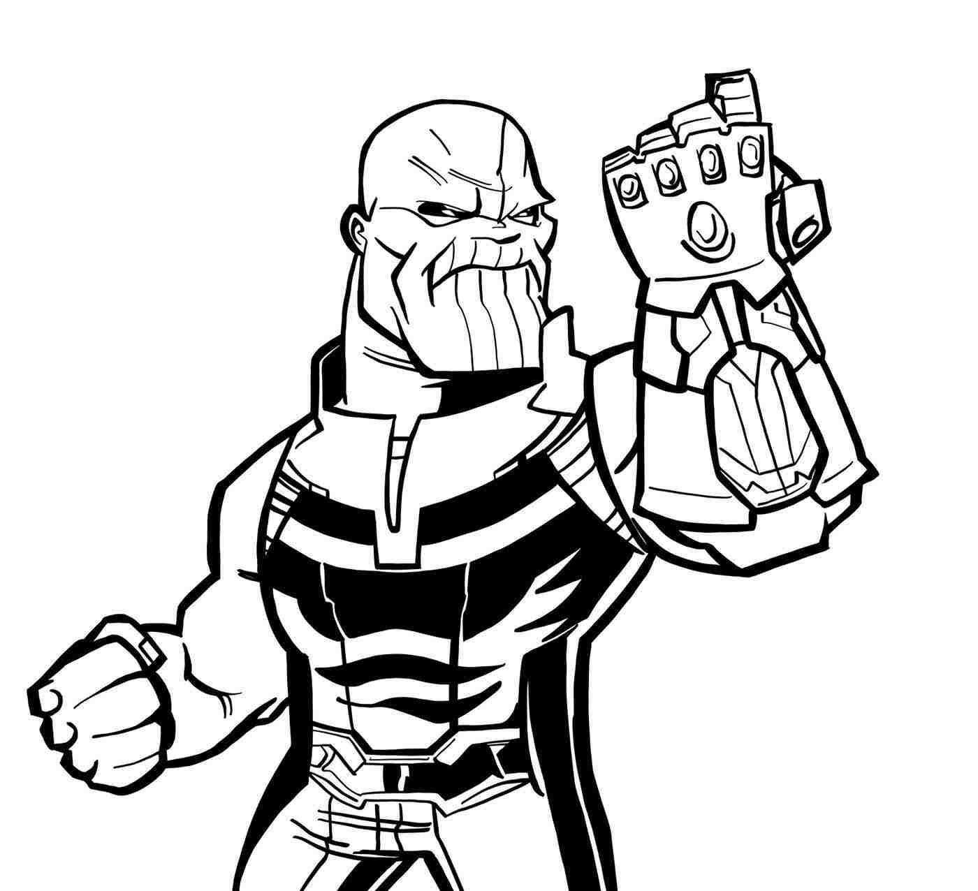 Thanos In Avengers Endgame Performs His Strength By Using Infinity Gauntlet Coloring Page Free