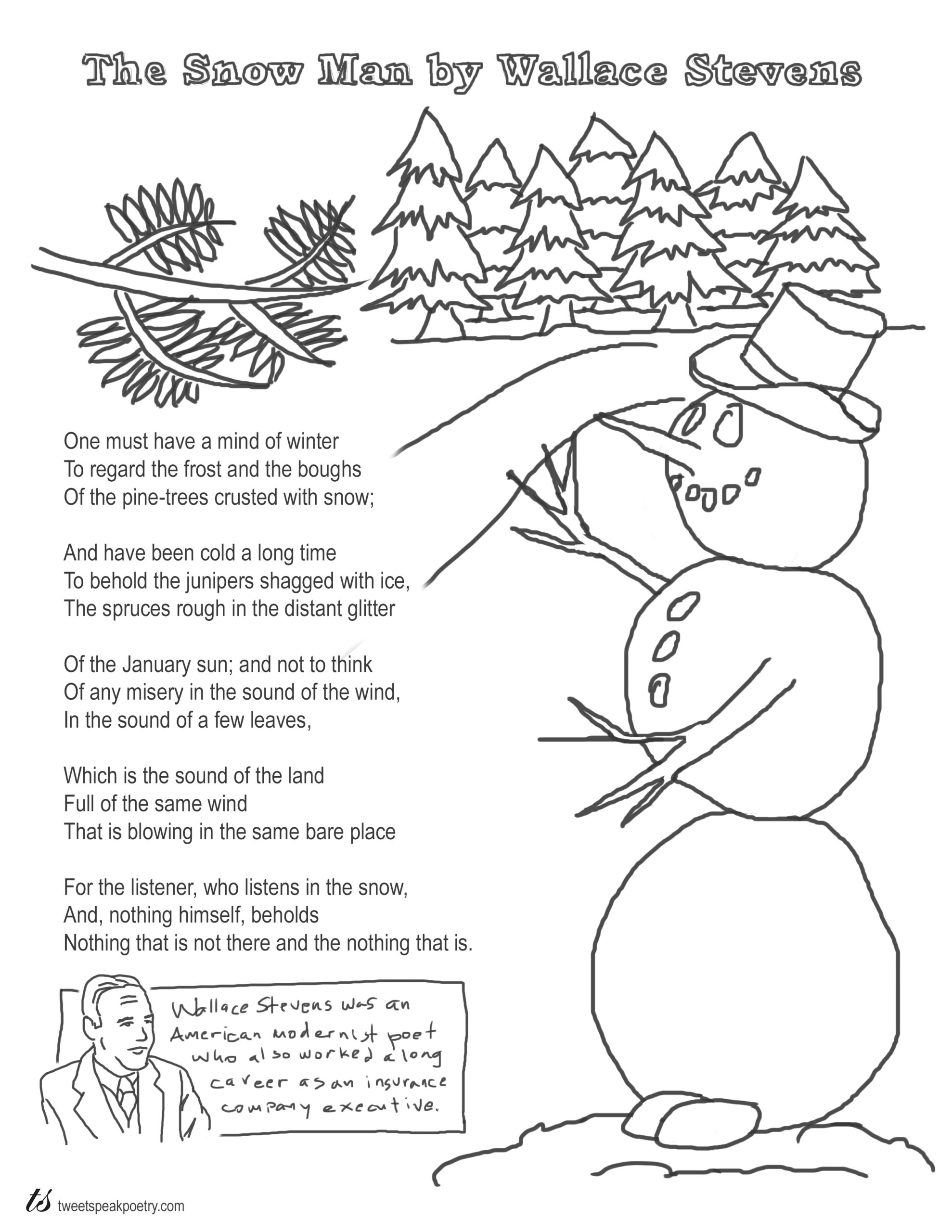 The Snow Man By Wallace Stevens Coloring Page Poem Tweetspeak Poetry